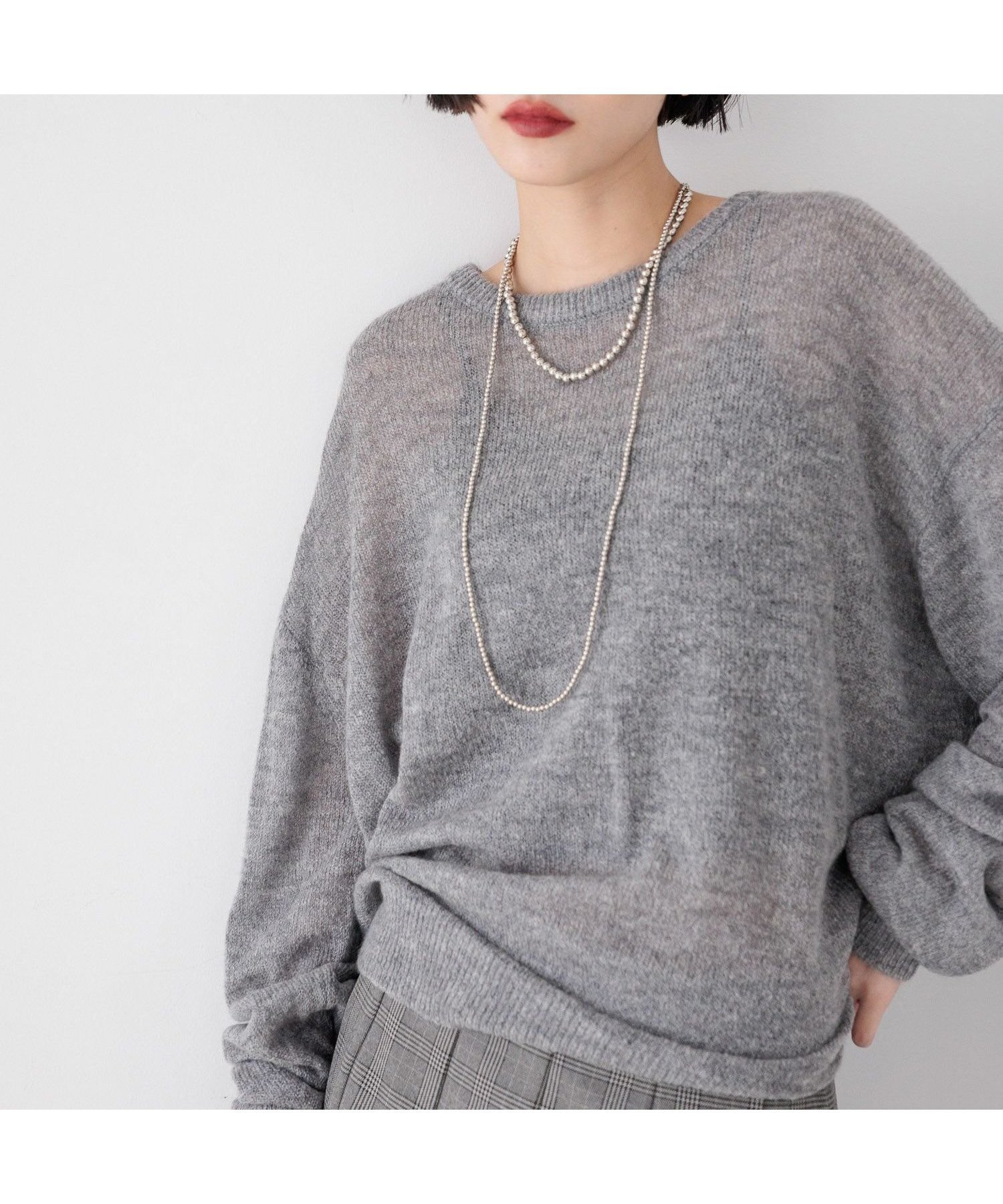 【ローリーズファーム/LOWRYS FARM】のシアーモヘアライクプルオーバーLS インテリア・キッズ・メンズ・レディースファッション・服の通販 founy(ファニー) 　ファッション　Fashion　レディースファッション　Fashion for Women　トップス・カットソー　Cut & Sew Tops　カジュアルプルオーバー・ニットトップス　Pullovers & Knit Tops / Casual Pullovers　おすすめ　Recommended / Our Picks　キャミソール　Camisole, Spaghetti Strap Top　シンプル　Simple, Minimal　グレー|ID: prp329100004689911 ipo3291000000033870355