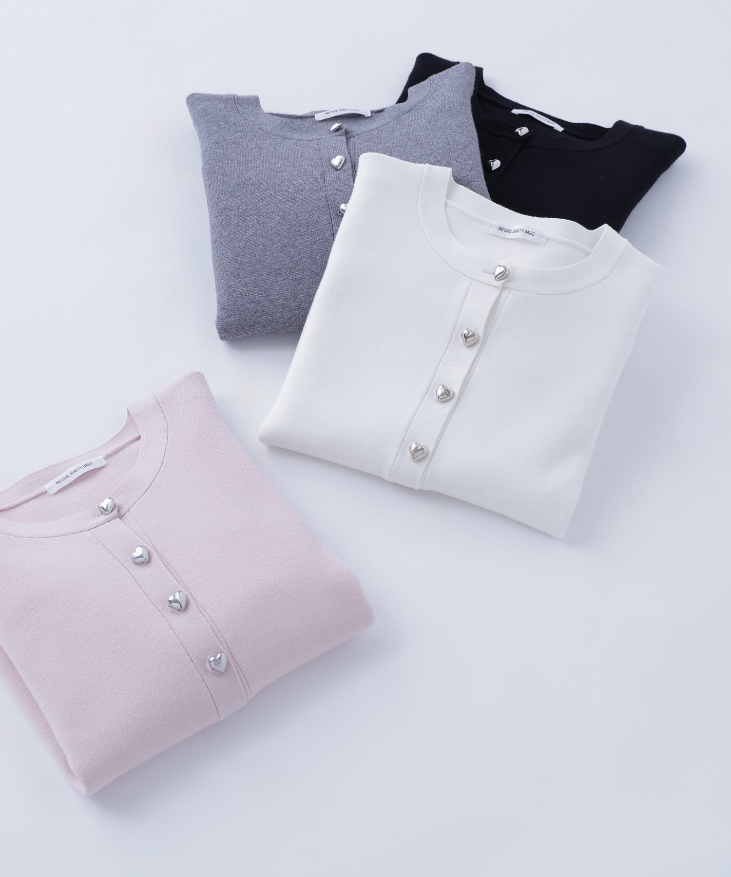 【ナチュラル ビューティー ベーシック/NATURAL BEAUTY BASIC】のハートボタンニットジャケット インテリア・キッズ・メンズ・レディースファッション・服の通販 founy(ファニー) 　ファッション　Fashion　レディースファッション　Fashion for Women　アウター　Coat / Outerwear Collection　レディースジャケット・軽アウター　Jackets　カーディガン　Cardigan, Knitwear　ジャケット　Jacket, Outerwear　トレンド　Trend, Trending Now　フロント　Front, Front Design　ミラノリブ　Milano Rib, Milano Stitch　メタル　Metal, Metal Parts　エクリュ1|ID: prp329100004690103 ipo3291000000034603229