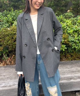 【レトロガール/RETRO GIRL】のダブルテーラーJK 人気、トレンドファッション・服の通販 founy(ファニー) ファッション Fashion レディースファッション Fashion for Women ジャケット Jacket, Outerwear ストライプ Stripe, Striped Pattern ダブル Double, Double-Breasted デニム Denim, Jeans Material トレンド Trend, Trending Now ベーシック Basic, Essential エレガント 上品 Elegant 無地 Plain, Solid Color 秋 Autumn |ID:prp329100004690107