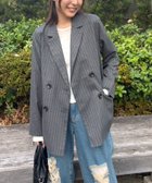 【レトロガール/RETRO GIRL】のダブルテーラーJK 人気、トレンドファッション・服の通販 founy(ファニー) ファッション Fashion レディースファッション Fashion for Women ジャケット Jacket, Outerwear ストライプ Stripe, Striped Pattern ダブル Double, Double-Breasted デニム Denim, Jeans Material トレンド Trend, Trending Now ベーシック Basic, Essential エレガント 上品 Elegant 無地 Plain, Solid Color 秋 Autumn thumbnail グレー/柄|ID: prp329100004690107 ipo3291000000033870964