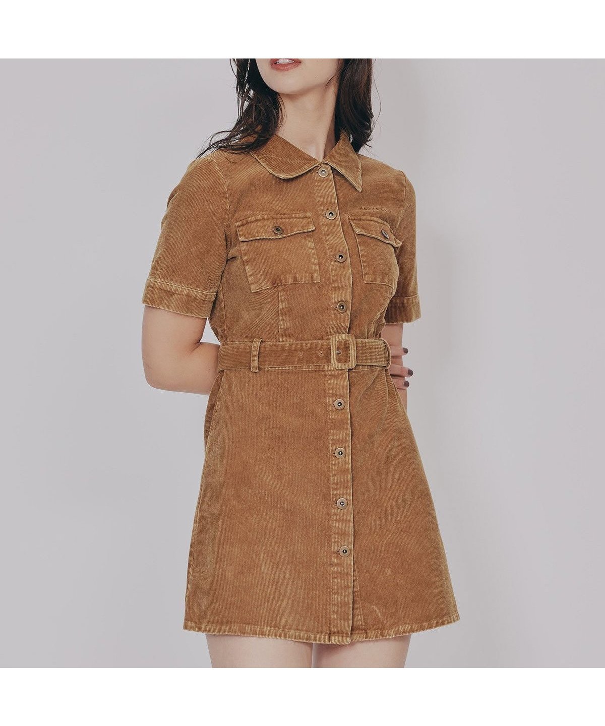 【レディアゼル/REDYAZEL】のヴィンテージライクコーデュロイワンピース 人気、トレンドファッション・服の通販 founy(ファニー) 　ファッション　Fashion　レディースファッション　Fashion for Women　ワンピース　Dresses　ウォッシュ　Washed Finish　コーデュロイ　Corduroy, Cord Fabric　ショート　Short, Short Length　ジャケット　Jacket, Outerwear　セットアップ　Set-Up, Coordinated Outfit　フロント　Front, Front Design　ミニスカート　Mini Skirt, Short Skirt　ロング　Long, Long-Length　今季　This Season, Current Season　台形　A-Line, Trapezoid Shape　秋　Autumn　A/W・秋冬　Autumn/Winter　 other-1|ID: prp329100004690268 ipo3291000000033871951