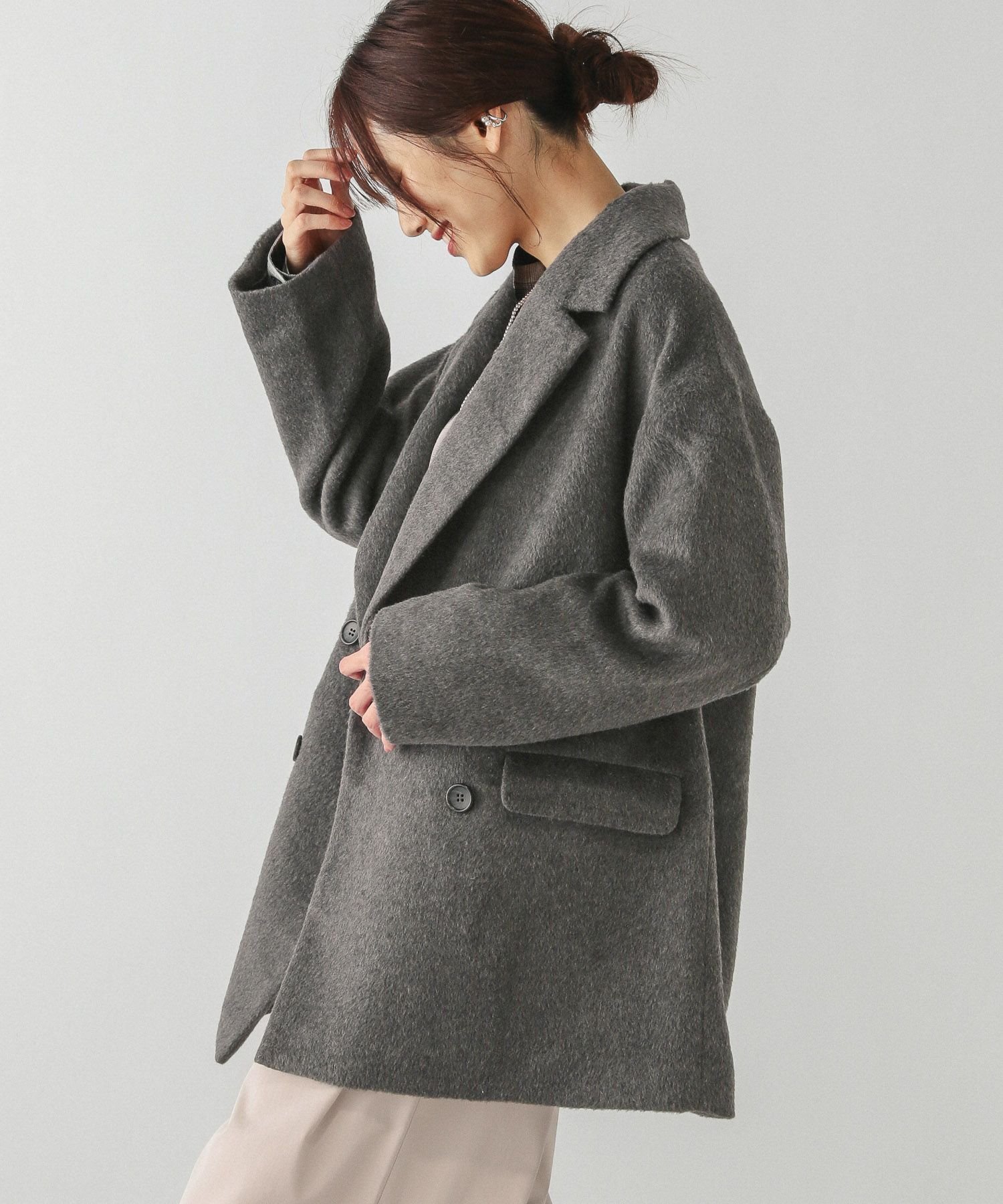 【グローバルワーク/GLOBAL WORK】のシャギーWジャケットコート/286009 インテリア・キッズ・メンズ・レディースファッション・服の通販 founy(ファニー) 　ファッション　Fashion　レディースファッション　Fashion for Women　アウター　Coat / Outerwear Collection　コート・ロングコート・ピーコート　Long Coats, Peacoats & More　レディースジャケット・軽アウター　Jackets　インナー　Innerwear　サテン　Satin, Glossy Fabric　ジャケット　Jacket, Outerwear　ダブル　Double, Double-Breasted　デニム　Denim, Jeans Material　トレンド　Trend, Trending Now　バランス　Balance, Style Balance　ボトム　Bottoms, Lower Wear　ミドル　Middle Length, Mid Height　杢チャコール18|ID: prp329100004690285 ipo3291000000033972946