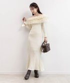 【ランダ/RANDA】の【選べる丈感】3Dフラワーフリルオフショルニットワンピース CREAM|ID: prp329100004690357 ipo3291000000033872560