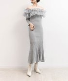 【ランダ/RANDA】の【選べる丈感】3Dフラワーフリルオフショルニットワンピース GRAY|ID: prp329100004690357 ipo3291000000033872563