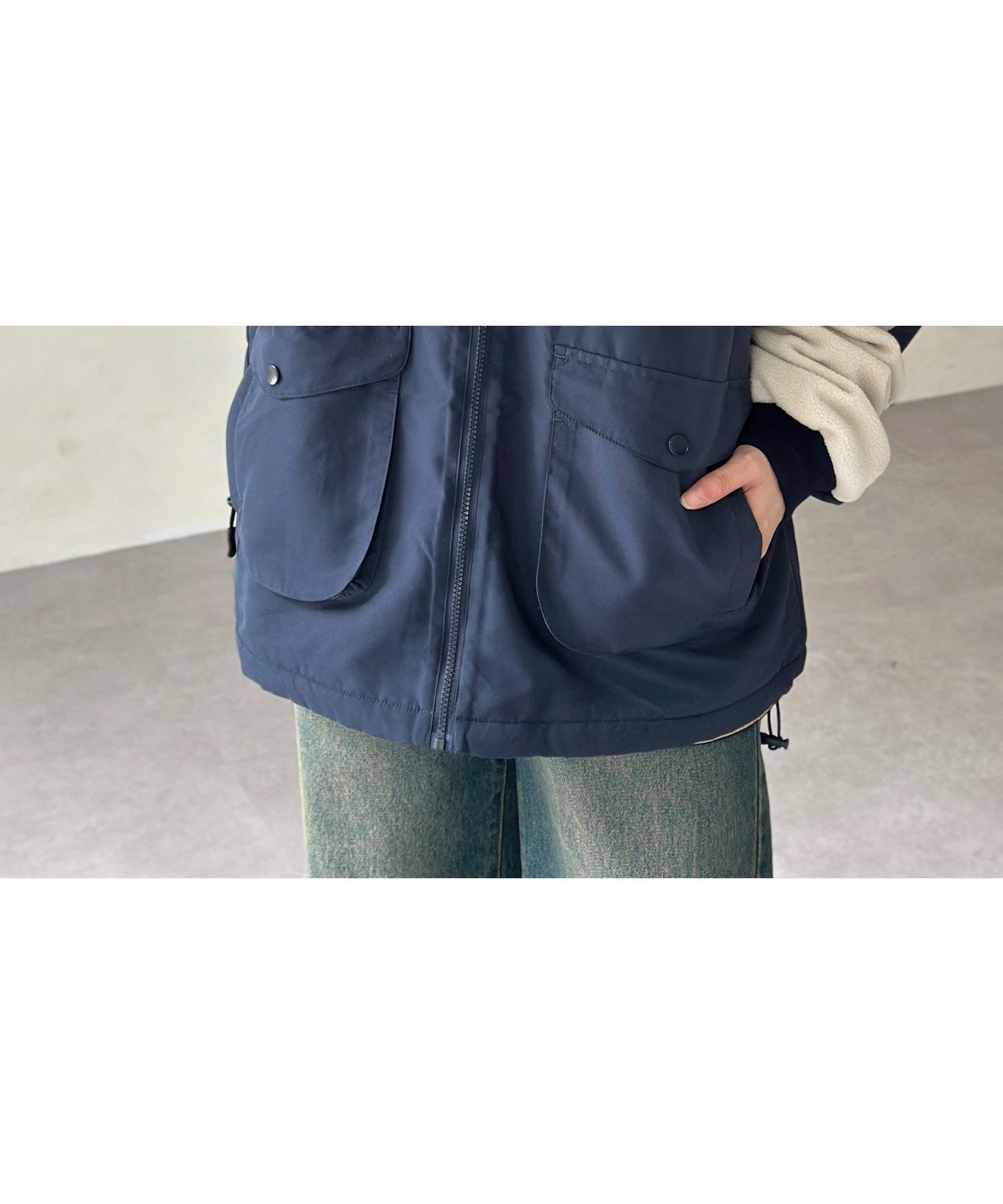 【シーピーシーエム/CPCM】の袖フリースフィッシングジャケット インテリア・キッズ・メンズ・レディースファッション・服の通販 founy(ファニー) 　ファッション　Fashion　レディースファッション　Fashion for Women　アウター　Coat / Outerwear Collection　レディースジャケット・軽アウター　Jackets　アウトドア　Outdoor Clothing　スウェット / スエット　Sweatshirt, Sweatwear　トレンド　Trend, Trending Now　ドローコード　Drawcord, Drawstring Cord　パーカー　Hoodie, Parka　ピーチ　Peach, Soft Touch　ポケット　Pocket, Pocket Detail　今季　This Season, Current Season　切替　Switching, Contrast Panel　ネイビー|ID: prp329100004690370 ipo3291000000033872617