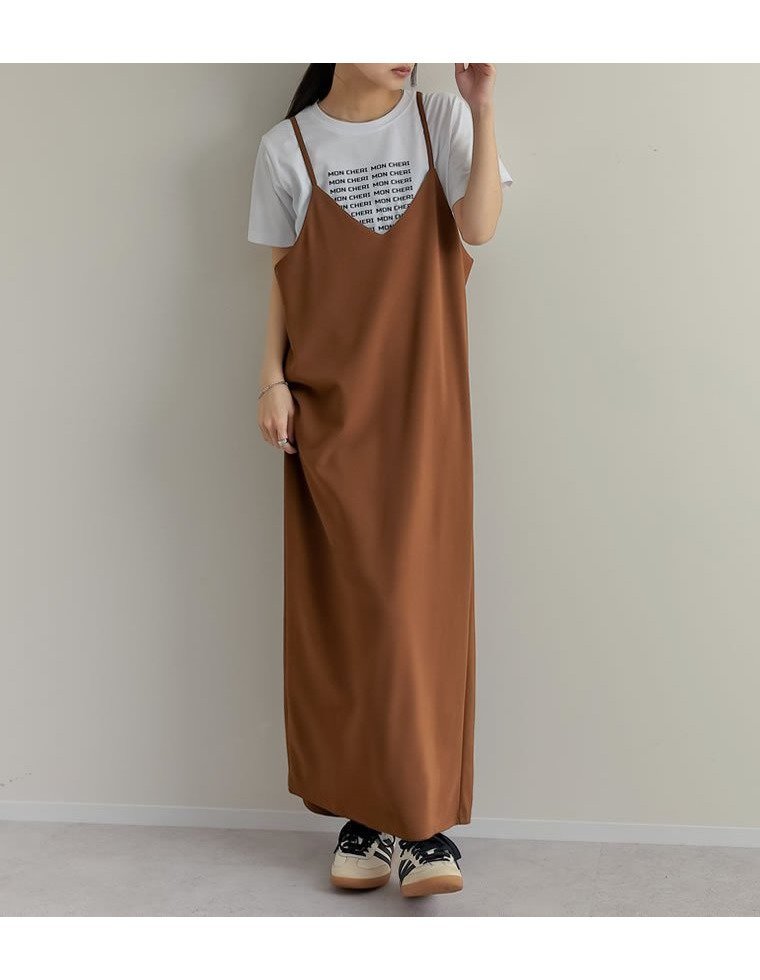 【リエディ/Re:EDIT】のジョーゼットポンチロングキャミワンピース インテリア・キッズ・メンズ・レディースファッション・服の通販 founy(ファニー) 　ファッション　Fashion　レディースファッション　Fashion for Women　ワンピース　Dresses　キャミソールワンピース　Camisole Dresses　インナー　Innerwear　春　Spring　カットソー　Cut and Sewn Top　キャミワンピース　Cami Dress, Slip Dress　コンパクト　Compact, Small Size　シンプル　Simple, Minimal　ジョーゼット　Georgette, Semi-Sheer Fabric　ストレッチ　Stretch, Stretchy Fabric　スリット　Slit, Slit Detail　ドレープ　Drape, Draping Fabric　定番　Standard, Basic Item　バランス　Balance, Style Balance　フェミニン　Feminine, Girly　ラップ　Wrap, Wrap Design　リブニット　Rib Knit, Ribbed Knit　ロング　Long, Long-Length　楽ちん　Easy Fit, Comfortable　A/W・秋冬　Autumn/Winter　S/S・春夏　SS, Spring/Summer, Warm Season　夏　Summer　モカブラウン|ID: prp329100004690376 ipo3291000000033955542