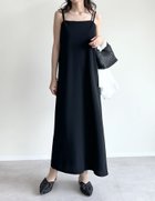 【リエディ/Re:EDIT】のジョーゼットポンチロングキャミワンピース ベアブラック|ID: prp329100004690376 ipo3291000000034928886