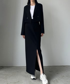 【ジュノア/JUNOAH】のLouere ショートテーラードジャケット+前スリットタイトスカートSET 人気、トレンドファッション・服の通販 founy(ファニー) ファッション Fashion レディースファッション Fashion for Women アウター Coat / Outerwear Collection レディースジャケット・軽アウター Jackets テーラードジャケット / 通勤・きれいめスタイル Tailored Jackets & Blazers セットアップ Matching Sets スカート・ミニ/ミディ/マキシ Skirts / Mini, Midi & Maxi Skirts ジャケット Jacket, Outerwear |ID:prp329100004690381