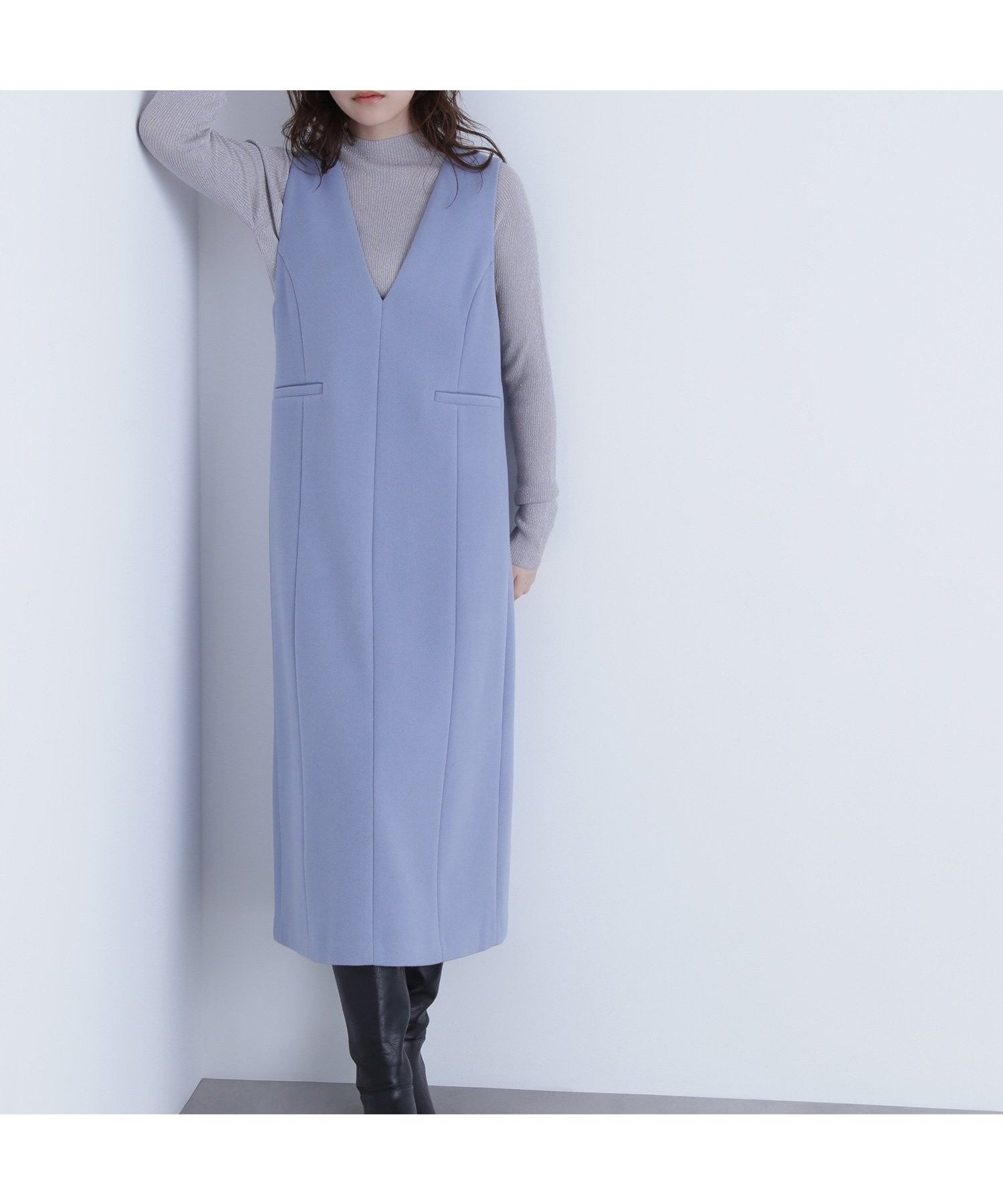 【ナチュラル ビューティー ベーシック/NATURAL BEAUTY BASIC】の圧縮ジャージーシリーズ ジャンパースカート インテリア・キッズ・メンズ・レディースファッション・服の通販 founy(ファニー) 　ファッション　Fashion　レディースファッション　Fashion for Women　スカート　Skirts　インナー　Innerwear　ストレッチ　Stretch, Stretchy Fabric　フレア　Flare, Flared　ポケット　Pocket, Pocket Detail　A/W・秋冬　Autumn/Winter　ブルー|ID: prp329100004690392 ipo3291000000033872761
