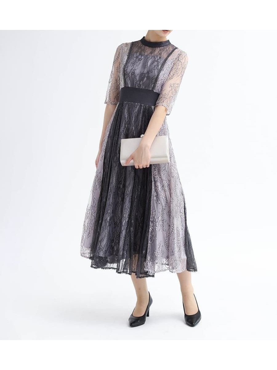 【ヴァン/Vin】のバイカラー刺繍レースドレス 人気、トレンドファッション・服の通販 founy(ファニー) 　ファッション　Fashion　レディースファッション　Fashion for Women　ワンピース　Dresses　フォーマル・パーティードレス・結婚式用ドレス　Elegant & Casual Dresses　ドレス　Dress, One-Piece　レース　Lace, Lace Fabric　エレガント 上品　Elegant　 other-1|ID: prp329100004690402 ipo3291000000033872806