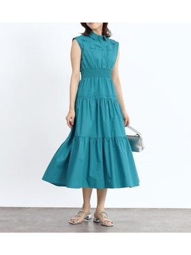 【ヴァン/Vin】の格子編みデザインティアードワンピース 人気、トレンドファッション・服の通販 founy(ファニー) ファッション Fashion レディースファッション Fashion for Women ワンピース Dresses シャーリング Shirring, Ruched ティアードワンピース Tiered Dress, Flared Dress フレア Flare, Flared モダン Modern, Contemporary エレガント 上品 Elegant |ID:prp329100004690410