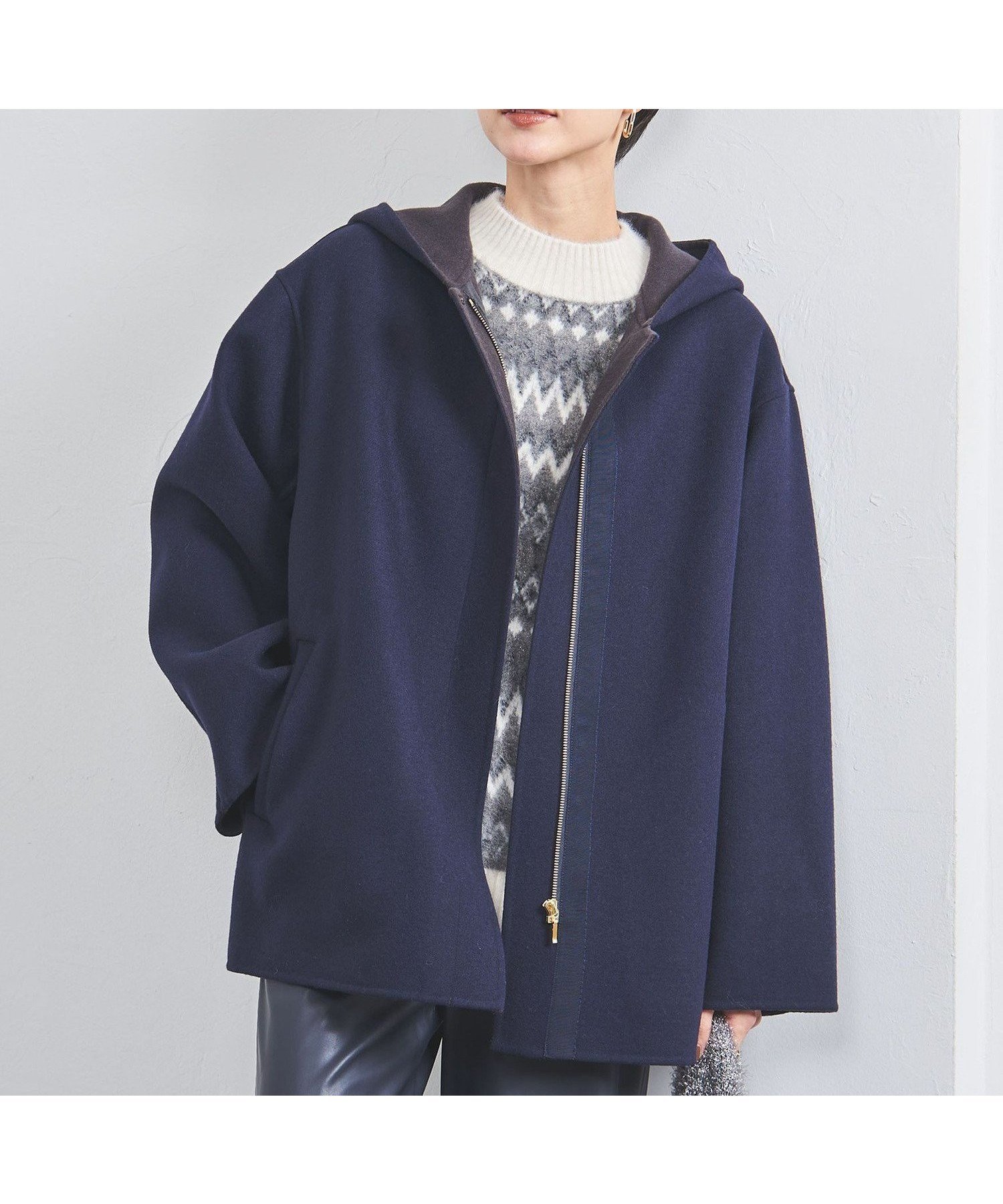 【ユナイテッドアローズ/UNITED ARROWS】のメルトン リバー フード コート インテリア・キッズ・メンズ・レディースファッション・服の通販 founy(ファニー) 　ファッション　Fashion　レディースファッション　Fashion for Women　アウター　Coat / Outerwear Collection　コート・ロングコート・ピーコート　Long Coats, Peacoats & More　おすすめ　Recommended / Our Picks　シンプル　Simple, Minimal　バランス　Balance, Style Balance　フロント　Front, Front Design　ミドル　Middle Length, Mid Height　メタル　Metal, Metal Parts　メルトン　Melton, Heavy Wool　リバーシブル　Reversible, Two-Sided　ロング　Long, Long-Length　NAVY|ID: prp329100004690411 ipo3291000000033872840