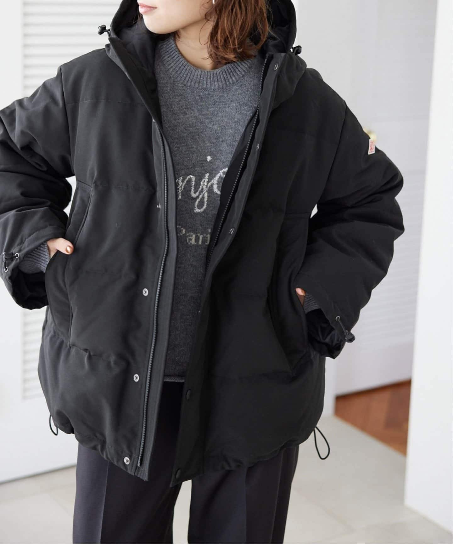 【スローブ イエナ/SLOBE IENA】のDANTON/ダントン POLYESTER DOWN DT-A0008 インテリア・キッズ・メンズ・レディースファッション・服の通販 founy(ファニー) 　ファッション　Fashion　レディースファッション　Fashion for Women　ショート　Short, Short Length　ジャケット　Jacket, Outerwear　スマート　Smart, Elegant　ダウン　Down, Puffer　ドローコード　Drawcord, Drawstring Cord　フランス　France, French　ブルゾン　Blouson, Bomber Jacket　ブラック|ID: prp329100004690442 ipo3291000000034184077