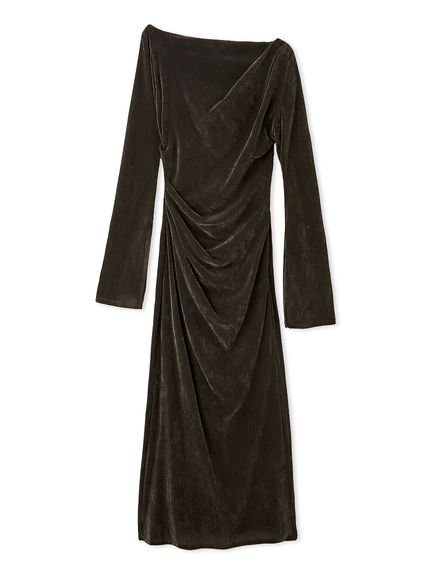 【スナイデル/SNIDEL】のフロッキーベロアドレープドレス インテリア・キッズ・メンズ・レディースファッション・服の通販 founy(ファニー) 　ファッション　Fashion　レディースファッション　Fashion for Women　トップス・カットソー　Cut & Sew Tops　ベロアトップス　Velour Tops / Velvet-Look Items　ワンピース　Dresses　フォーマル・パーティードレス・結婚式用ドレス　Elegant & Casual Dresses　エレガント 上品　Elegant　今季　This Season, Current Season　ストレート　Straight, Straight Cut　スリット　Slit, Slit Detail　トレンド　Trend, Trending Now　ドレス　Dress, One-Piece　ドレープ　Drape, Draping Fabric　A/W・秋冬　Autumn/Winter　おすすめ　Recommended / Our Picks　DGRY[008]|ID: prp329100004690443 ipo3291000000033872972