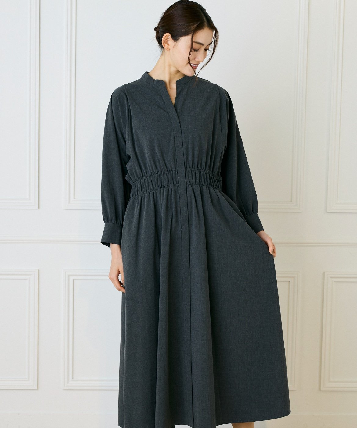 【イネド/INED】のバンドカラーワンピース 人気、トレンドファッション・服の通販 founy(ファニー) 　ファッション　Fashion　レディースファッション　Fashion for Women　ワンピース　Dresses　インナー　Innerwear　カーディガン　Cardigan, Knitwear　ギャザー　Gathered, Ruffled　コンパクト　Compact, Small Size　シューズ　Shoes, Footwear　ストレッチ　Stretch, Stretchy Fabric　スニーカー　Sneakers, Trainers　スマート　Smart, Elegant　タートル　Turtleneck, Turtle Collar　ポケット　Pocket, Pocket Detail　ロング　Long, Long-Length　おすすめ　Recommended / Our Picks　 other-1|ID: prp329100004690472 ipo3291000000033873113