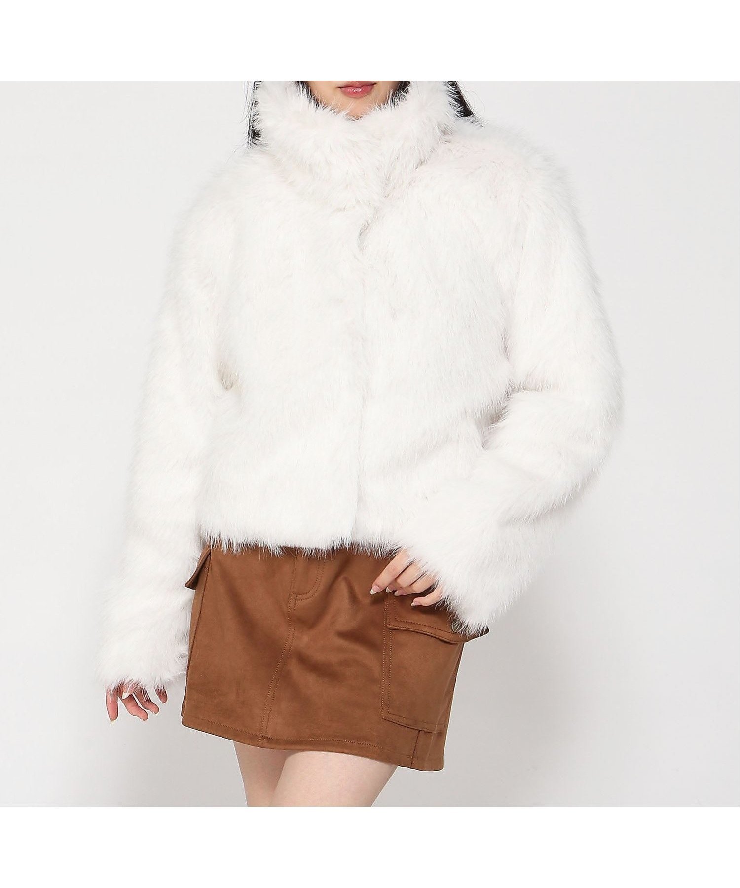 【イング/INGNI】のINGNI/スタンドカラーエコファーCT インテリア・キッズ・メンズ・レディースファッション・服の通販 founy(ファニー) 　ファッション　Fashion　レディースファッション　Fashion for Women　アウター　Coat / Outerwear Collection　ミックス　Mix, Mixed Style　アイボリー|ID: prp329100004690478 ipo3291000000033873154
