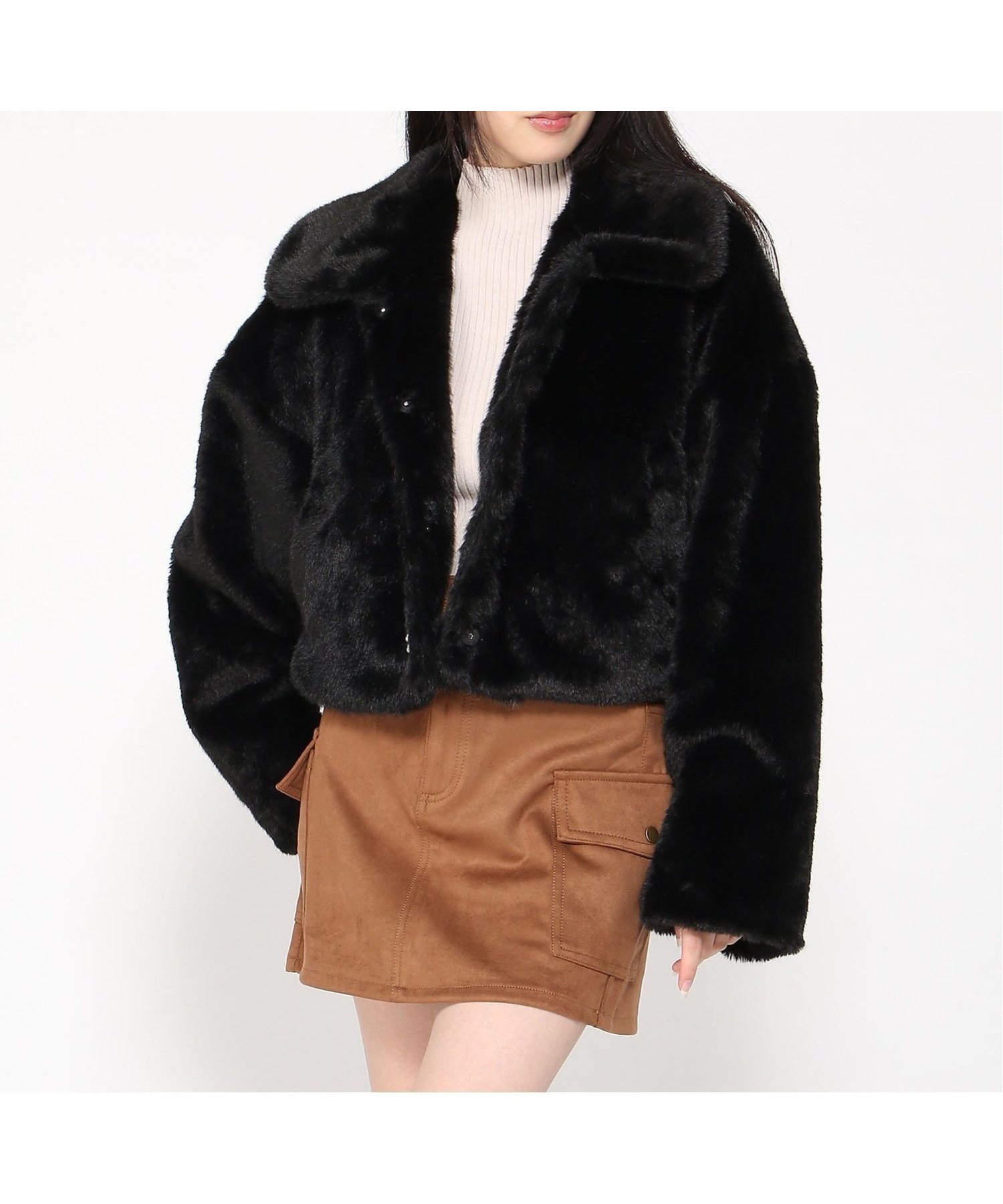 【イング/INGNI】のINGNI/ビジュ釦ステンカラーエコファーBL インテリア・キッズ・メンズ・レディースファッション・服の通販 founy(ファニー) 　ファッション　Fashion　レディースファッション　Fashion for Women　クロ|ID: prp329100004690483 ipo3291000000033873184