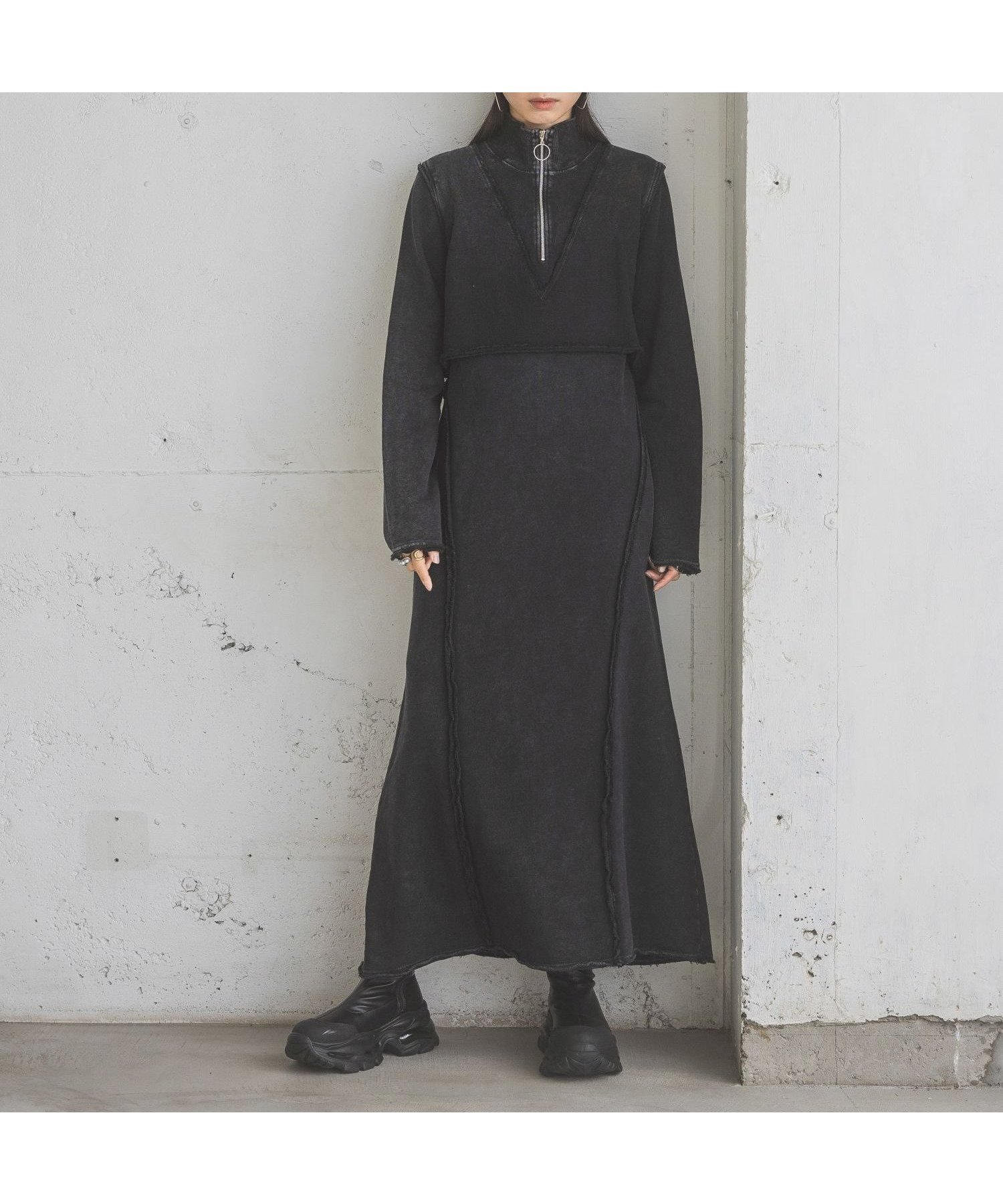 【ジーナシス/JEANASiS】のハーフZIPリメイクウラケワンピース 人気、トレンドファッション・服の通販 founy(ファニー) 　ファッション　Fashion　レディースファッション　Fashion for Women　ワンピース　Dresses　おすすめ　Recommended / Our Picks　インナー　Innerwear　ハーフ　Half, Half-Length　 other-1|ID: prp329100004690486 ipo3291000000033873209