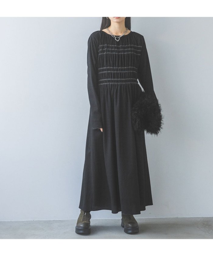 【ジーナシス/JEANASiS】のハイショクステッチギャザーワンピース インテリア・キッズ・メンズ・レディースファッション・服の通販 founy(ファニー) https://founy.com/ ファッション Fashion レディースファッション Fashion for Women ワンピース Dresses おすすめ Recommended / Our Picks インナー Innerwear カットソー Cut and Sewn Top ギャザー Gathered, Ruffled フィット Fit, Slim Fit フレア Flare, Flared ポケット Pocket, Pocket Detail |ID: prp329100004690490 ipo3291000000033873219