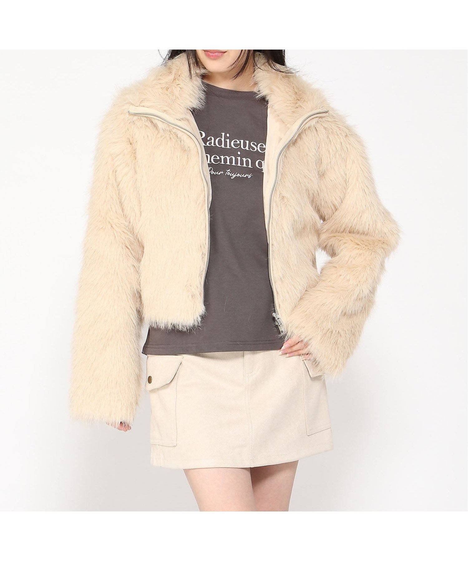 【イング/INGNI】のINGNI/スタンドカラーエコファーCT インテリア・キッズ・メンズ・レディースファッション・服の通販 founy(ファニー) 　ファッション　Fashion　レディースファッション　Fashion for Women　アウター　Coat / Outerwear Collection　ベージュ|ID: prp329100004690493 ipo3291000000033873247