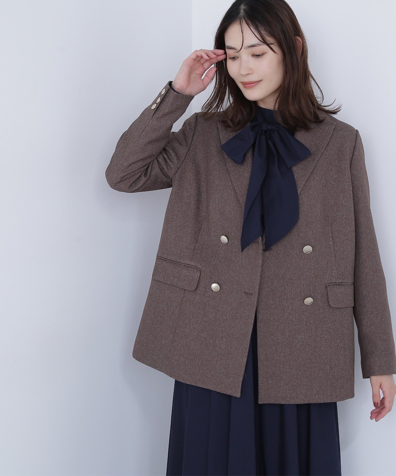 【ナチュラル ビューティー ベーシック/NATURAL BEAUTY BASIC】のCLASSY.12月号 お仕事名品Award 2025 「ジャケット賞」ダブルブレストボクシージャケットII インテリア・キッズ・メンズ・レディースファッション・服の通販 founy(ファニー) 　雑誌掲載アイテム　Magazine Picks & Fashion Features　ファッション雑誌　Fashion Magazines　クラッシィ　CLASSY.　ファッション　Fashion　レディースファッション　Fashion for Women　アウター　Coat / Outerwear Collection　レディースジャケット・軽アウター　Jackets　12月号　December Issue　おすすめ　Recommended / Our Picks　ジャケット　Jacket, Outerwear　ストライプ　Stripe, Striped Pattern　チェック　Check, Plaid, Tartan　トレンド　Trend, Trending Now　フロント　Front, Front Design　メランジ　Melange, Mixed Yarn　モノトーン　Monotone, Black and White　ビジネス 仕事 通勤　Business / Work / Commuting　無地　Plain, Solid Color　雑誌　Magazine, Fashion Magazine　ブラウンミックス2|ID: prp329100004690558 ipo3291000000034224290