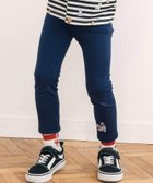 【ベベ オンライン ストア/BEBE ONLINE STORE / KIDS】の【スララク/防汚加工/オーガニックコットン】前後フリーで時短!パパパッと穿ける9分丈前向きパンツ(80~120cm) ネイビー×犬刺しゅう×リブ|ID: prp329100004690578 ipo3291000000034119817