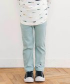 【ベベ オンライン ストア/BEBE ONLINE STORE / KIDS】の【スララク/防汚加工/オーガニックコットン】前後フリーで時短!パパパッと穿ける9分丈前向きパンツ(80~120cm) グリーン×飛行機刺しゅう×リブ|ID: prp329100004690578 ipo3291000000034119818