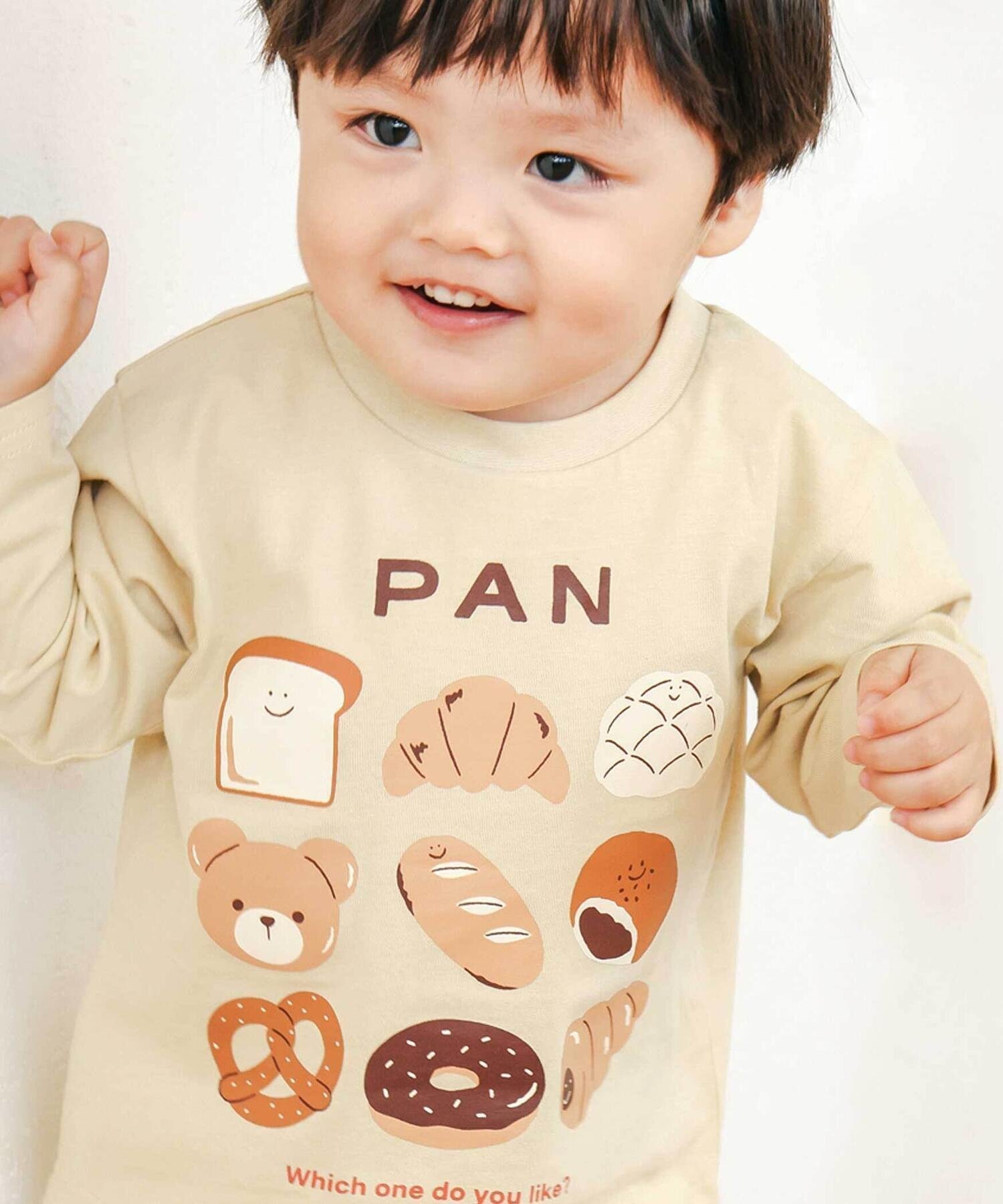 【ベベ オンライン ストア/BEBE ONLINE STORE / KIDS】の【スララク/防汚加工/オーガニックコットン】わくわく男の子長袖Tシャツ(80~130cm) インテリア・キッズ・メンズ・レディースファッション・服の通販 founy(ファニー) 　ファッション　Fashion　キッズファッション　Fashion for Kids　アニマル　Animal Print　アンダー　Underwear Essentials　スポーツ　Sports, Activewear　人気　Popular, Best Seller　長袖　Long Sleeve, Full Sleeve　フレンチ　French, French Style　フロント　Front, Front Design　プリント　Print, Printed Pattern　ボーダー　Border, Stripe　ポケット　Pocket, Pocket Detail　モチーフ　Motif, Design Theme　A/W・秋冬　Autumn/Winter　犬　Dog　エレガント 上品　Elegant　2025年　2025　2025-2026秋冬・A/W　Autumn/Winter 2025–26 AW25–26　ベージュ×くまのパン屋さん|ID: prp329100004690582 ipo3291000000034045195