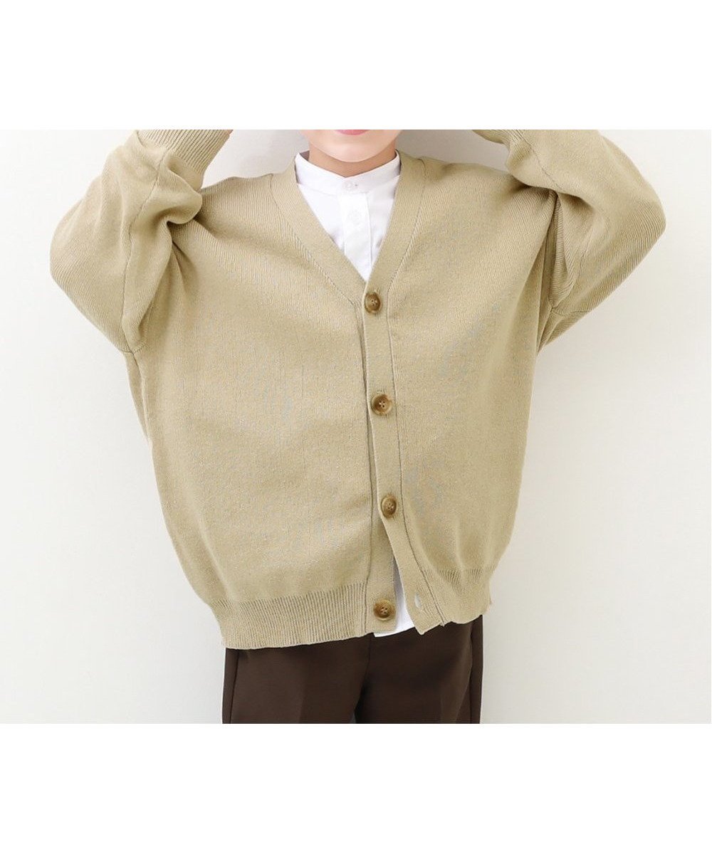【デビロック/devirock / KIDS】の綿100% 洗える ビッグシルエット コットンニットカーディガン トップス 25AW インテリア・キッズ・メンズ・レディースファッション・服の通販 founy(ファニー) 　ファッション　Fashion　キッズファッション　Fashion for Kids　トップス・カットソー　Cut & Sew Tops　洗える　Machine Washable　ビッグ　Big, Oversized　おすすめ　Recommended / Our Picks　2025年　2025　2025-2026秋冬・A/W　Autumn/Winter 2025–26 AW25–26　ベージュ|ID: prp329100004690902 ipo3291000000034053765