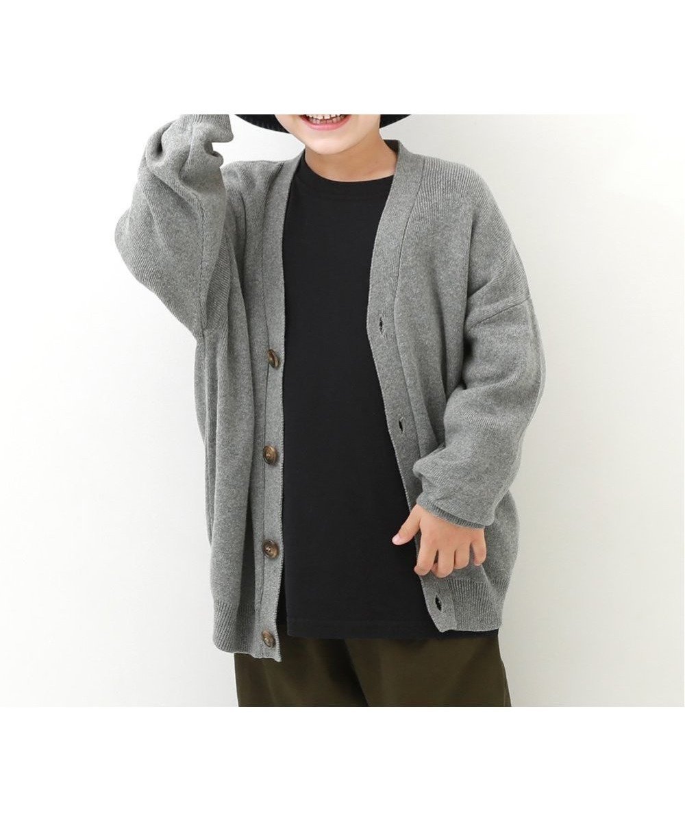 【デビロック/devirock / KIDS】の綿100% 洗える ビッグシルエット コットンニットカーディガン トップス 25AW インテリア・キッズ・メンズ・レディースファッション・服の通販 founy(ファニー) 　ファッション　Fashion　キッズファッション　Fashion for Kids　トップス・カットソー　Cut & Sew Tops　洗える　Machine Washable　ビッグ　Big, Oversized　おすすめ　Recommended / Our Picks　2025年　2025　2025-2026秋冬・A/W　Autumn/Winter 2025–26 AW25–26　杢グレー|ID: prp329100004690902 ipo3291000000034053770