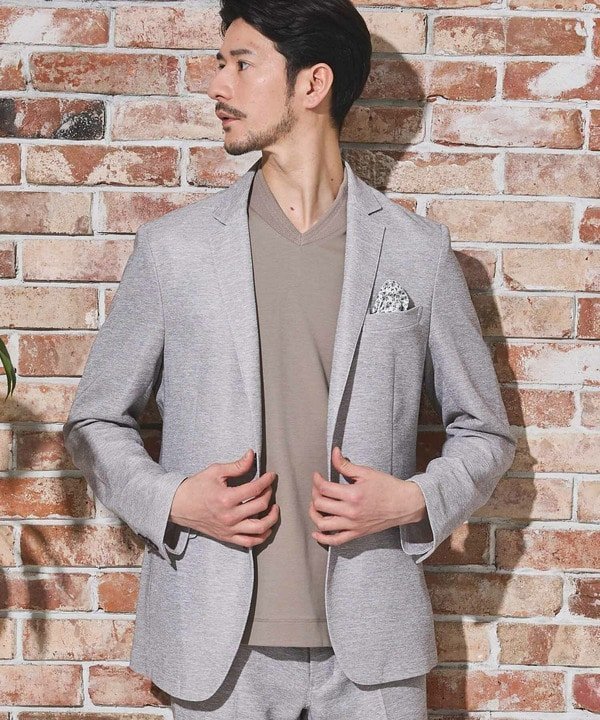 【メンズビギトーキョー/Men's Bigi / MEN】のカラミノッチドラペルジャケット インテリア・キッズ・メンズ・レディースファッション・服の通販 founy(ファニー) 　ファッション　Fashion　メンズファッション　Fashion for Men　ジャケット　Jacket, Outerwear　スラックス　Slacks, Dress Pants　セットアップ　Set-Up, Coordinated Outfit　フラワー　Flower, Floral　プリント　Print, Printed Pattern　ポケット　Pocket, Pocket Detail　メッシュ　Mesh, Net Fabric　夏　Summer　エレガント 上品　Elegant　ビジネス 仕事 通勤　Business / Work / Commuting　ライトグレー|ID: prp329100004690952 ipo3291000000033875616