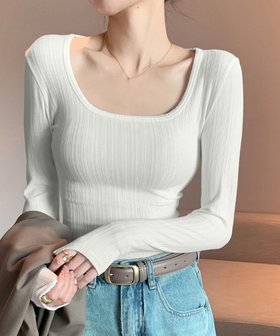 【ミニミニストア/miniministore】の長袖Tシャツ レディース スクエアネック 人気、トレンドファッション・服の通販 founy(ファニー) ファッション Fashion レディースファッション Fashion for Women トップス・カットソー Cut & Sew Tops シャツ・ブラウス・オフィスカジュアル Elegant Blouses & Button-Ups ロングTシャツ・Tシャツ Longline T-Shirts & Tees インナー Innerwear サロペット Overalls, Salopette シンプル Simple, Minimal ジャケット Jacket, Outerwear スクエア Square, Square Shape フィット Fit, Slim Fit フェミニン Feminine, Girly ベーシック Basic, Essential 長袖 Long Sleeve, Full Sleeve |ID:prp329100004691002