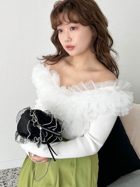 【リリーブラウン/Lily Brown】のボリュームチュールドッキングニットトップス 人気、トレンドファッション・服の通販 founy(ファニー) ファッション Fashion レディースファッション Fashion for Women トップス・カットソー Cut & Sew Tops ニット Knit Tops & Sweaters カシュクール Wrap Design スタイリッシュ Stylish, Fashionable チュール Tulip, Tulip Motif トレンド Trend, Trending Now ドッキング Docking, Mixed Material フィット Fit, Slim Fit フロント Front, Front Design |ID:prp329100004691038