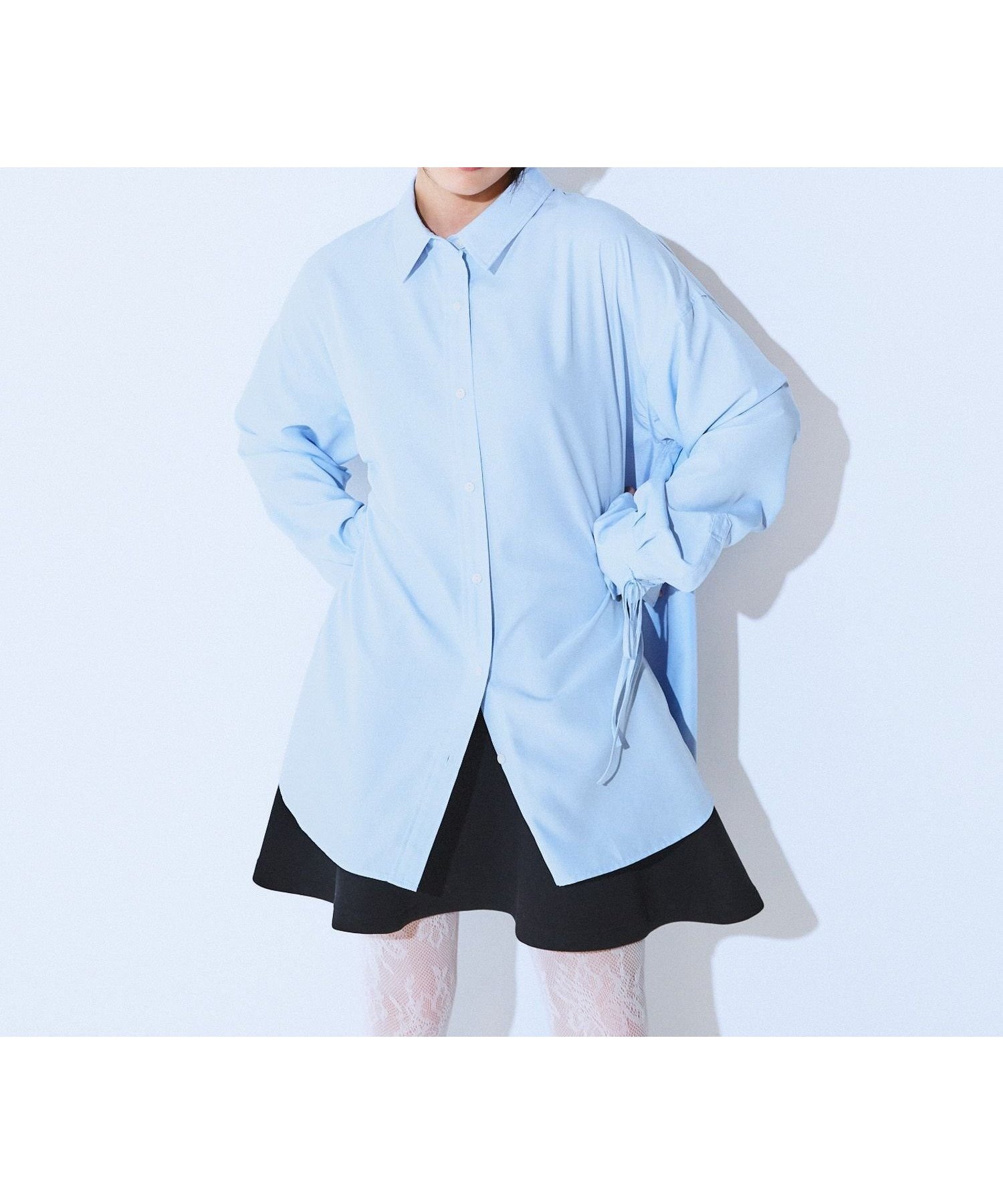 【ジーナシス/JEANASiS】の2WAYカフスシルキーシャツ インテリア・キッズ・メンズ・レディースファッション・服の通販 founy(ファニー) 　ファッション　Fashion　レディースファッション　Fashion for Women　トップス・カットソー　Cut & Sew Tops　シャツ・ブラウス・オフィスカジュアル　Elegant Blouses & Button-Ups　カフス　Cuff Design　シンプル　Simple, Minimal　スウェット / スエット　Sweatshirt, Sweatwear　デニム　Denim, Jeans Material　リボン　Ribbon, Bow　ルーズ　Loose, Oversized　ブルー|ID: prp329100004691058 ipo3291000000033876149