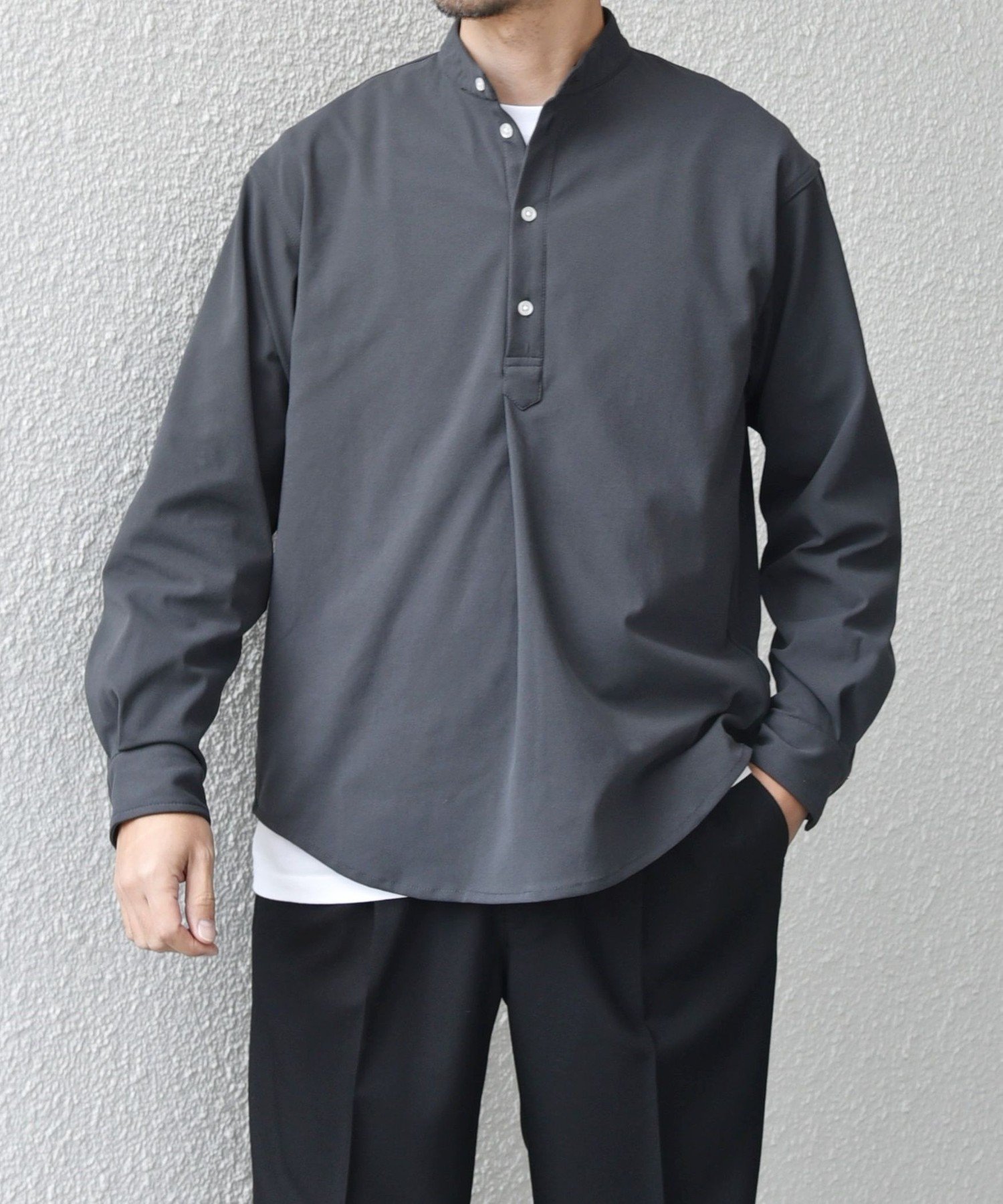 【シップス/SHIPS / MEN】のSHIPS any SORONA ストレッチ ジャージー バンドスキッパー プルオーバー シャツ インテリア・キッズ・メンズ・レディースファッション・服の通販 founy(ファニー) 　ファッション　Fashion　メンズファッション　Fashion for Men　トップス・カットソー　Cut & Sew Tops　メンズシャツ　Shirts　インナー　Innerwear　スキッパー　Skipper, Open Collar　ストレッチ　Stretch, Stretchy Fabric　フロント　Front, Front Design　リラックス　Relax, Relaxed Fit　ダークグレー|ID: prp329100004691249 ipo3291000000033877181