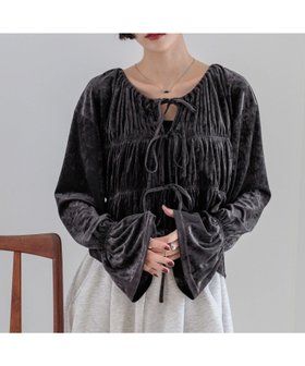 【ローリーズファーム/LOWRYS FARM】 ベロアシャーリングブラウス人気、トレンドファッション・服の通販 founy(ファニー) ファッション Fashion レディースファッション Fashion for Women トップス・カットソー Cut & Sew Tops シャツ・ブラウス・オフィスカジュアル Elegant Blouses & Button-Ups ベロアトップス Velour Tops / Velvet-Look Items デニム Denim, Jeans Material トレンド Trend, Trending Now ベロア Velour, Soft Velvet ワイド Wide, Wide Fit 人気 Popular, Best Seller 秋 Autumn |ID:prp329100004691291