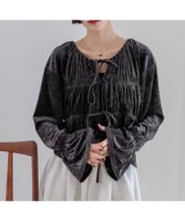 【ローリーズファーム/LOWRYS FARM】のベロアシャーリングブラウス 人気、トレンドファッション・服の通販 founy(ファニー) ファッション Fashion レディースファッション Fashion for Women トップス・カットソー Cut & Sew Tops シャツ・ブラウス・オフィスカジュアル Elegant Blouses & Button-Ups ベロアトップス Velour Tops / Velvet-Look Items デニム Denim, Jeans Material トレンド Trend, Trending Now ベロア Velour, Soft Velvet ワイド Wide, Wide Fit 人気 Popular, Best Seller 秋 Autumn |ID:prp329100004691291