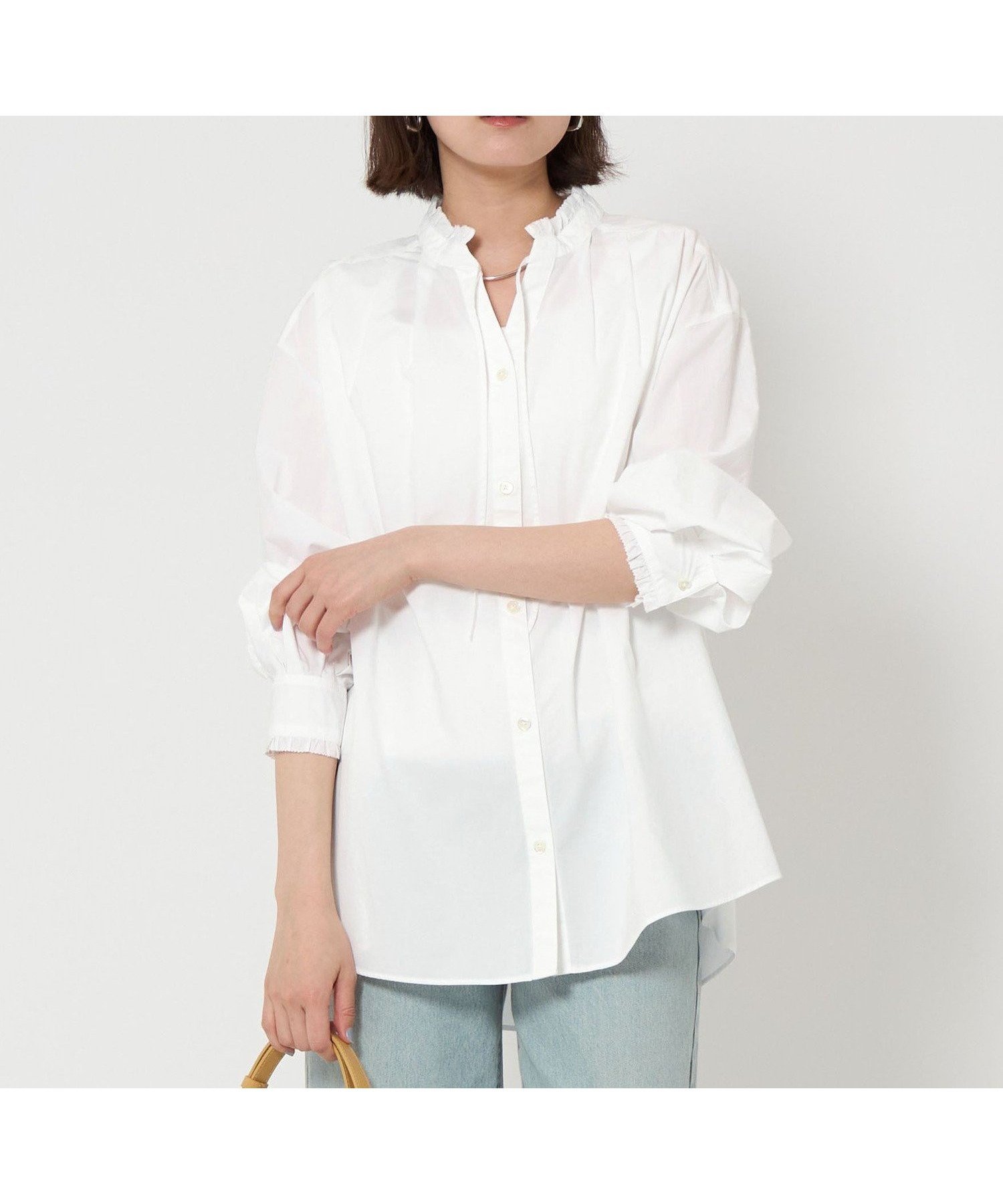 【ユナイテッドアローズ/UNITED ARROWS】のフリルネック ブラウス 2 インテリア・キッズ・メンズ・レディースファッション・服の通販 founy(ファニー) 　ファッション　Fashion　レディースファッション　Fashion for Women　トップス・カットソー　Cut & Sew Tops　シャツ・ブラウス・オフィスカジュアル　Elegant Blouses & Button-Ups　春　Spring　サロペット　Overalls, Salopette　シンプル　Simple, Minimal　スウェット / スエット　Sweatshirt, Sweatwear　フェミニン　Feminine, Girly　フリル　Frill, Ruffle　ベスト　Vest, Waistcoat　リボン　Ribbon, Bow　ロング　Long, Long-Length　アウトレット　Outlet / Clearance　おすすめ　Recommended / Our Picks　夏　Summer　WHITE|ID: prp329100004691338 ipo3291000000034048549
