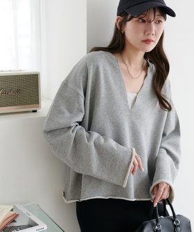 【ディスコート/Discoat】の裏毛深Vネックプルオーバー 人気、トレンドファッション・服の通販 founy(ファニー) ファッション Fashion レディースファッション Fashion for Women トップス・カットソー Cut & Sew Tops カジュアルプルオーバー・ニットトップス Pullovers & Knit Tops / Casual Pullovers Vネックトップス V-Neck Tops / V-Cut Neckline Shirts シンプル Simple, Minimal スウェット / スエット Sweatshirt, Sweatwear バランス Balance, Style Balance ボトム Bottoms, Lower Wear |ID:prp329100004691402