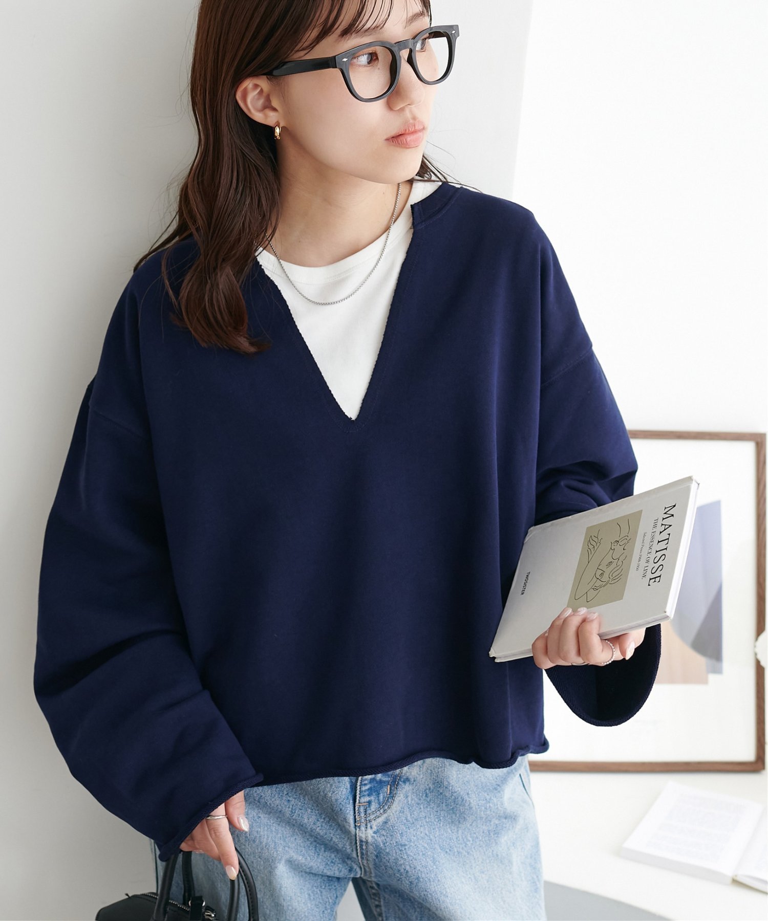 【ディスコート/Discoat】の裏毛深Vネックプルオーバー インテリア・キッズ・メンズ・レディースファッション・服の通販 founy(ファニー) 　ファッション　Fashion　レディースファッション　Fashion for Women　トップス・カットソー　Cut & Sew Tops　カジュアルプルオーバー・ニットトップス　Pullovers & Knit Tops / Casual Pullovers　Vネックトップス　V-Neck Tops / V-Cut Neckline Shirts　シンプル　Simple, Minimal　スウェット / スエット　Sweatshirt, Sweatwear　バランス　Balance, Style Balance　ボトム　Bottoms, Lower Wear　ネイビー|ID: prp329100004691402 ipo3291000000034123692