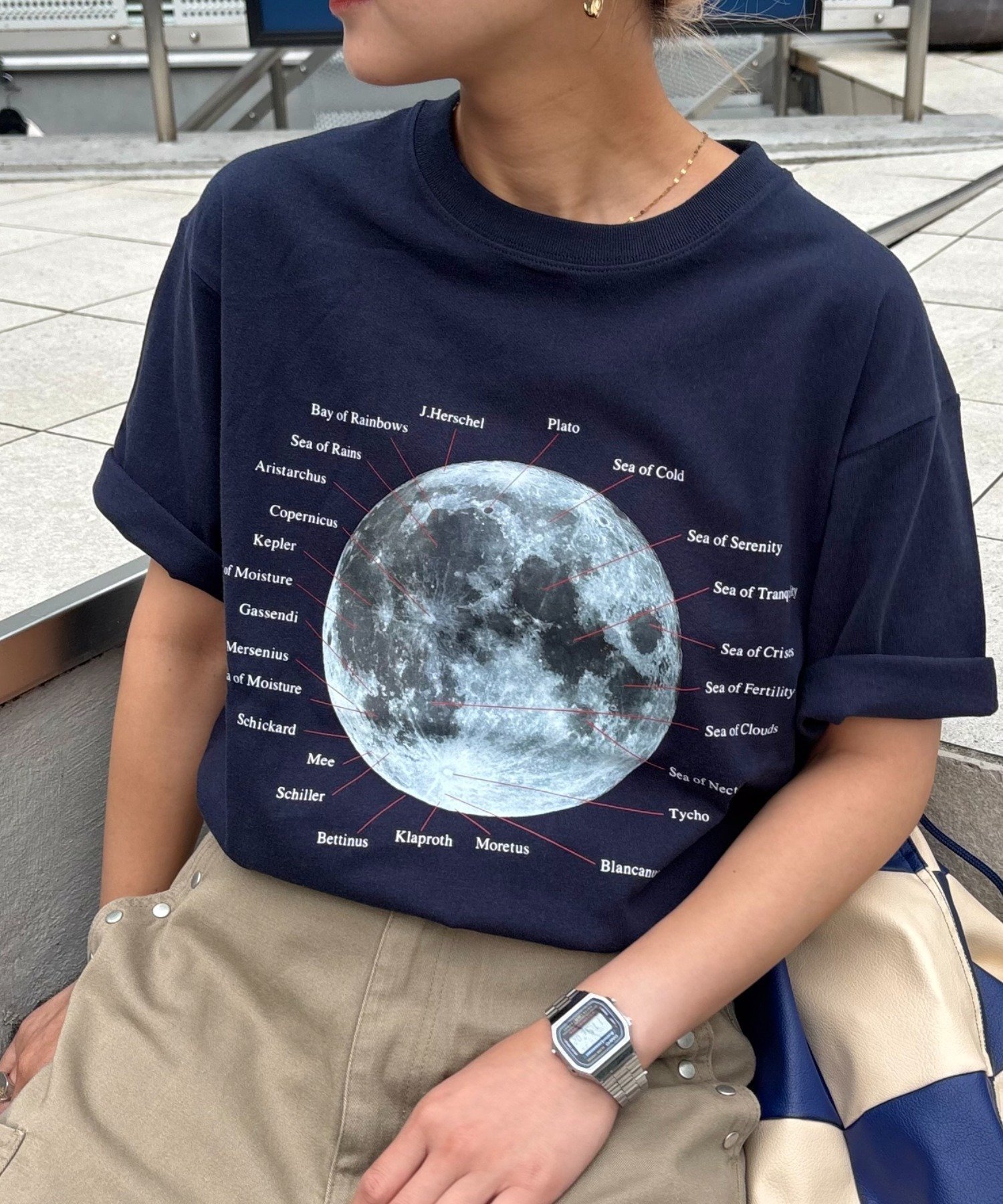 【チャオパニックティピー/CIAOPANIC TYPY】の【WEB限定】【新色追加】ムーンクレーター アースロゴプリントTee インテリア・キッズ・メンズ・レディースファッション・服の通販 founy(ファニー) 　ファッション　Fashion　レディースファッション　Fashion for Women　インナー　Innerwear　春　Spring　グラフィック　Graphic, Graphic Design　ジャケット　Jacket, Outerwear　スラックス　Slacks, Dress Pants　デニム　Denim, Jeans Material　トレンド　Trend, Trending Now　フロント　Front, Front Design　プリント　Print, Printed Pattern　S/S・春夏　SS, Spring/Summer, Warm Season　おすすめ　Recommended / Our Picks　夏　Summer　ネイビー|ID: prp329100004691857 ipo3291000000033880482