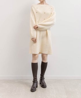 【ランダ/RANDA】の【選べる丈感】リボン*パール付きミニニットワンピース 人気、トレンドファッション・服の通販 founy(ファニー) ファッション Fashion レディースファッション Fashion for Women ワンピース Dresses ニットワンピース Knit Dresses ショルダー Shoulder, Shoulder Strap パール Pearl, Pearl Accent ボトム Bottoms, Lower Wear リボン Ribbon, Bow |ID:prp329100004691970