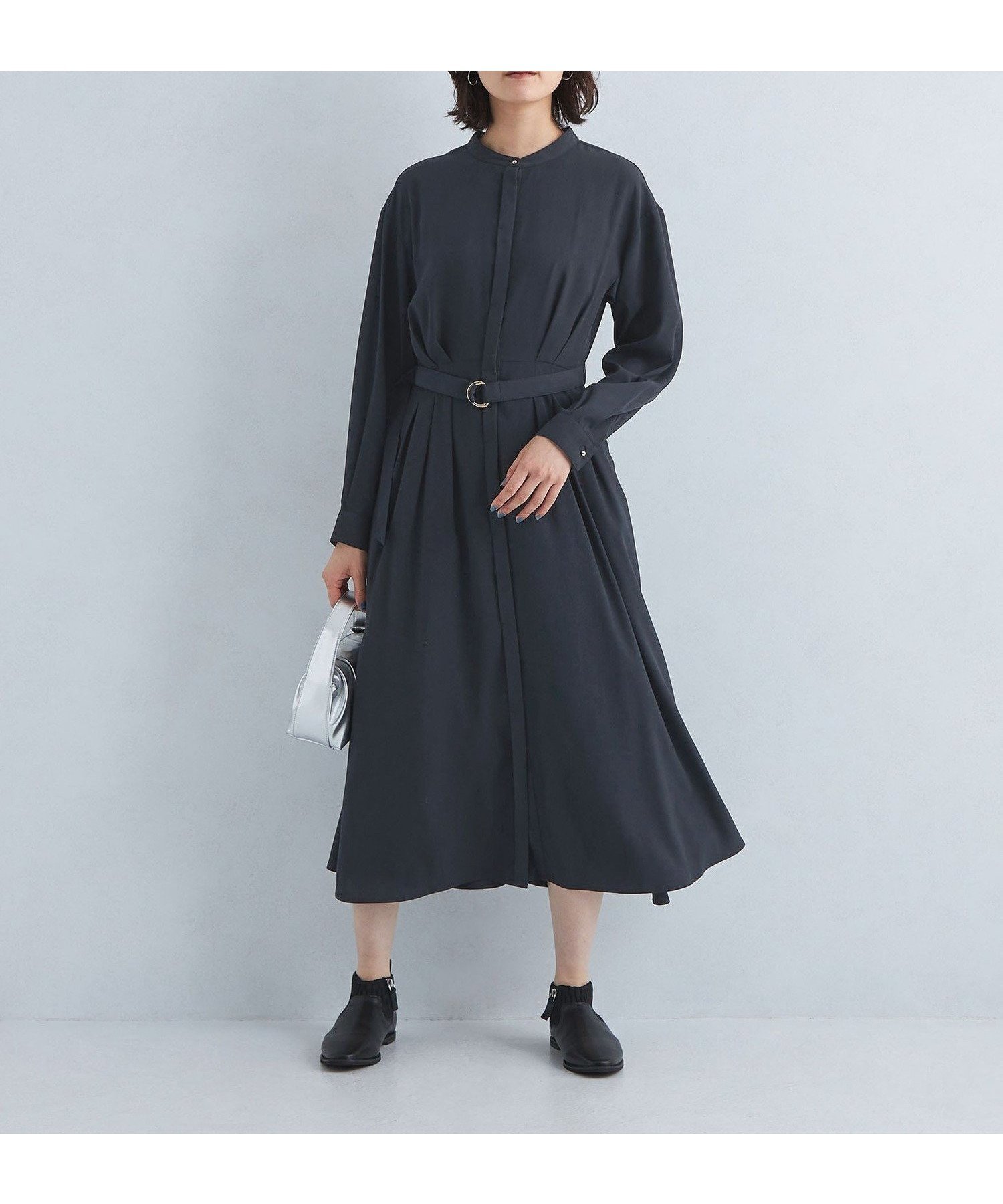 【ユナイテッドアローズ/UNITED ARROWS】のデシン タック フレア- ベルト ワンピース インテリア・キッズ・メンズ・レディースファッション・服の通販 founy(ファニー) 　ファッション　Fashion　レディースファッション　Fashion for Women　ワンピース　Dresses　ベルト&ウエストマーク　Belts & Waist Accessories　ウェーブ　Wavy Pattern　フレア　Flare, Flared　NAVY|ID: prp329100004692000 ipo3291000000033881137