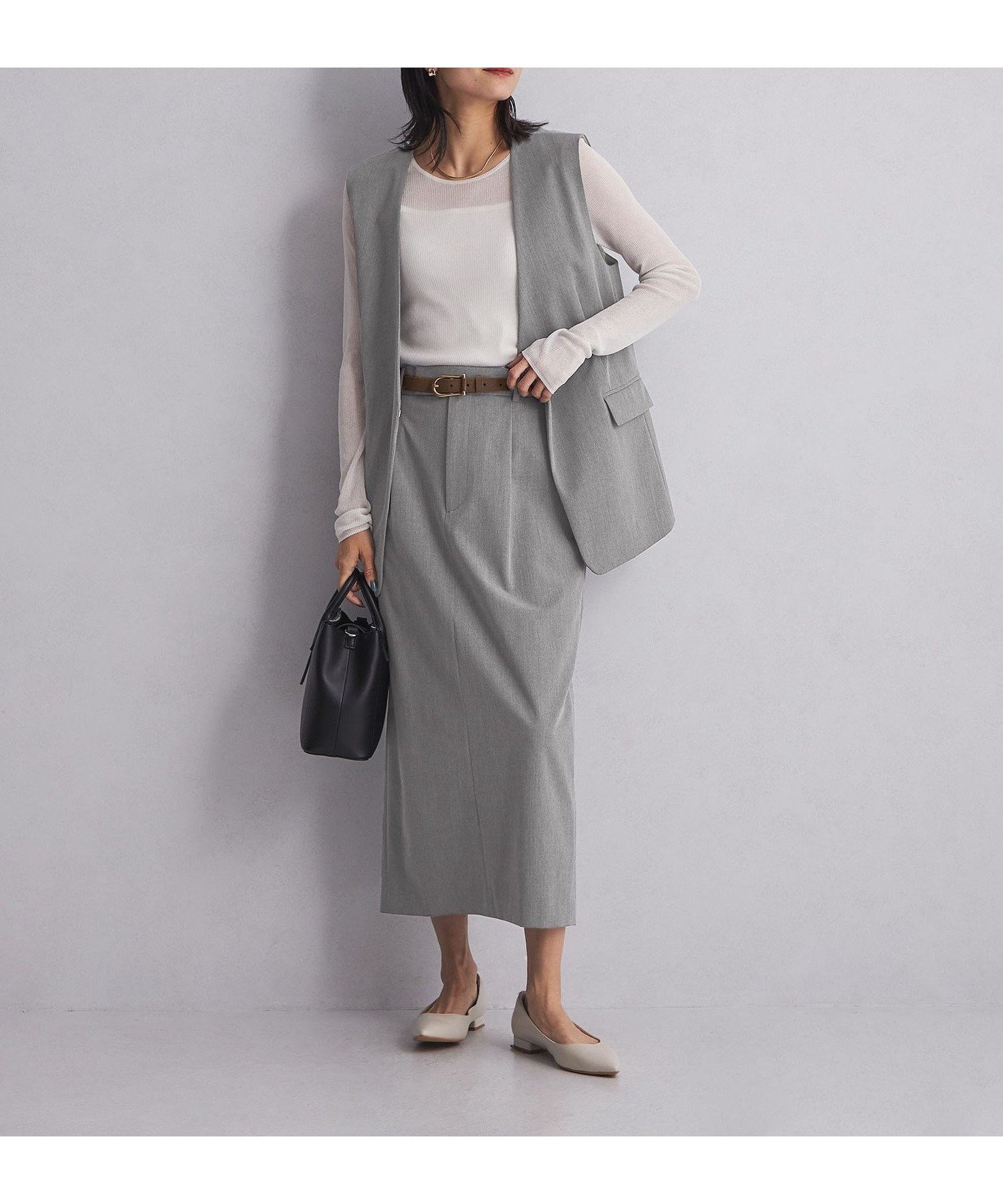 【ユナイテッドアローズ/UNITED ARROWS】のat ease ジレ スカート セットアップ インテリア・キッズ・メンズ・レディースファッション・服の通販 founy(ファニー) 　ファッション　Fashion　レディースファッション　Fashion for Women　アウター　Coat / Outerwear Collection　セットアップ　Matching Sets　スカート・ミニ/ミディ/マキシ　Skirts / Mini, Midi & Maxi Skirts　秋　Autumn　ジャケット　Jacket, Outerwear　セットアップ　Set-Up, Coordinated Outfit　定番　Standard, Basic Item　ベーシック　Basic, Essential　アウトレット　Outlet / Clearance　おすすめ　Recommended / Our Picks　エレガント 上品　Elegant　セレモニー　Ceremony　ビジネス 仕事 通勤　Business / Work / Commuting　MD.GRAY|ID: prp329100004692011 ipo3291000000034131167