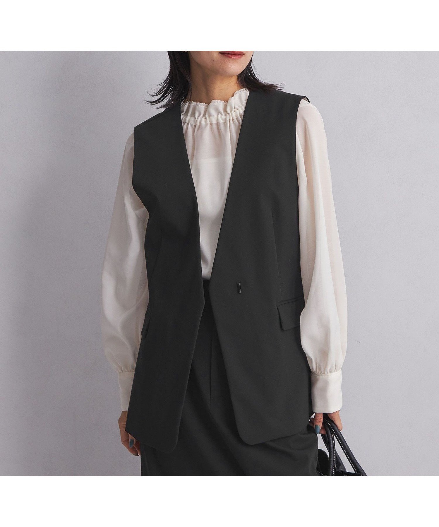 【ユナイテッドアローズ/UNITED ARROWS】のat ease ジレ スカート セットアップ インテリア・キッズ・メンズ・レディースファッション・服の通販 founy(ファニー) 　ファッション　Fashion　レディースファッション　Fashion for Women　アウター　Coat / Outerwear Collection　セットアップ　Matching Sets　スカート・ミニ/ミディ/マキシ　Skirts / Mini, Midi & Maxi Skirts　秋　Autumn　ジャケット　Jacket, Outerwear　セットアップ　Set-Up, Coordinated Outfit　定番　Standard, Basic Item　ベーシック　Basic, Essential　アウトレット　Outlet / Clearance　おすすめ　Recommended / Our Picks　エレガント 上品　Elegant　セレモニー　Ceremony　ビジネス 仕事 通勤　Business / Work / Commuting　BLACK|ID: prp329100004692011 ipo3291000000034131169