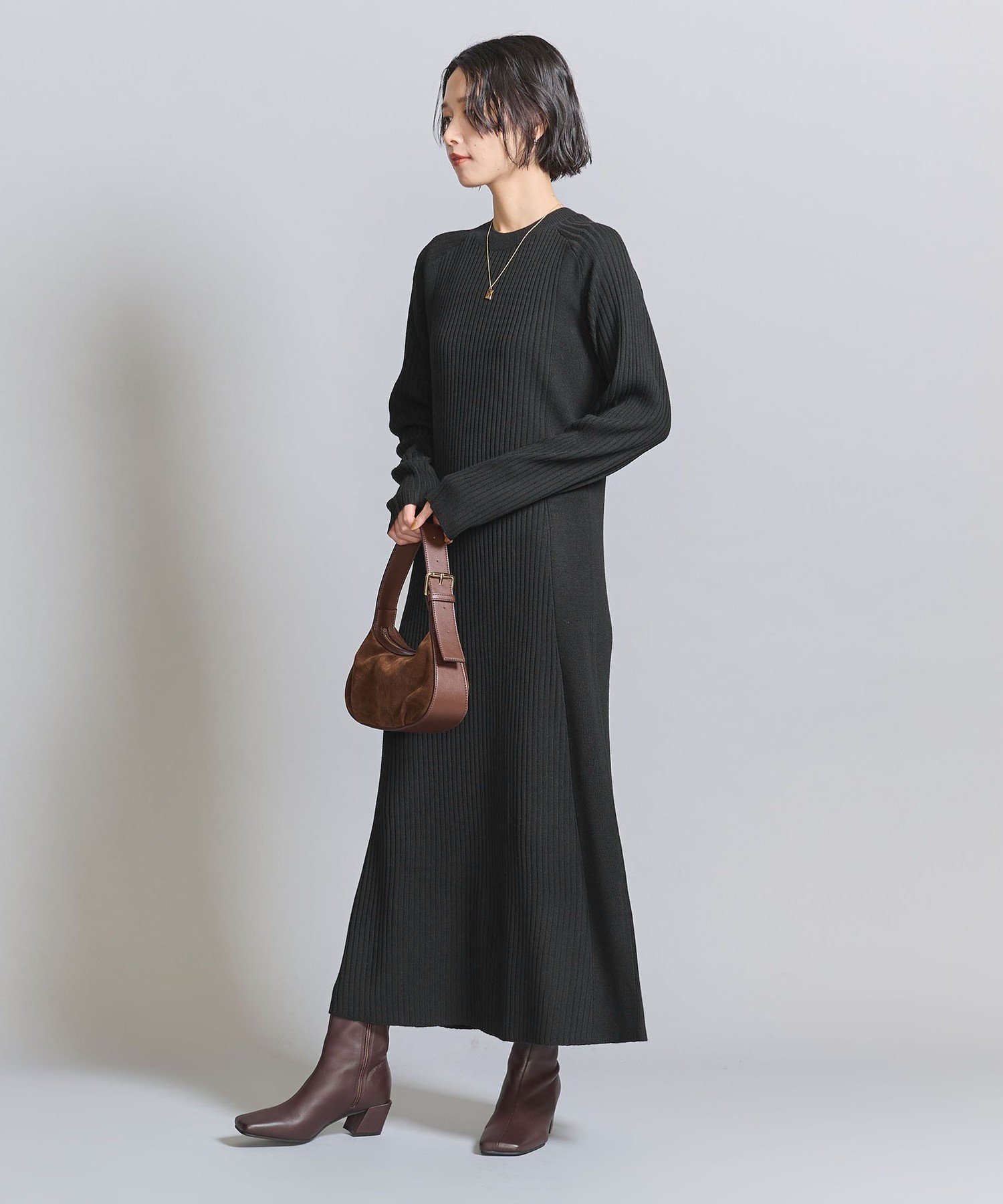 【ユナイテッドアローズ/UNITED ARROWS】のリブニット フレア ワンピース インテリア・キッズ・メンズ・レディースファッション・服の通販 founy(ファニー) 　ファッション　Fashion　レディースファッション　Fashion for Women　ワンピース　Dresses　エレガント 上品　Elegant　フレア　Flare, Flared　ベスト　Vest, Waistcoat　ランダム　Random, Irregular　リブニット　Rib Knit, Ribbed Knit　アウトレット　Outlet / Clearance　おすすめ　Recommended / Our Picks　BLACK|ID: prp329100004692024 ipo3291000000033881233