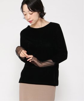 【グレディブリリアン/Gready Brilliant】のGready Brilliant/4_ベロア袖チュールボートN 人気、トレンドファッション・服の通販 founy(ファニー) ファッション Fashion レディースファッション Fashion for Women トップス・カットソー Cut & Sew Tops ベロアトップス Velour Tops / Velvet-Look Items シンプル Simple, Minimal センター Center, Center Line チュール Tulip, Tulip Motif ベロア Velour, Soft Velvet ワンポイント One Point, Statement Accent 人気 Popular, Best Seller |ID:prp329100004692056