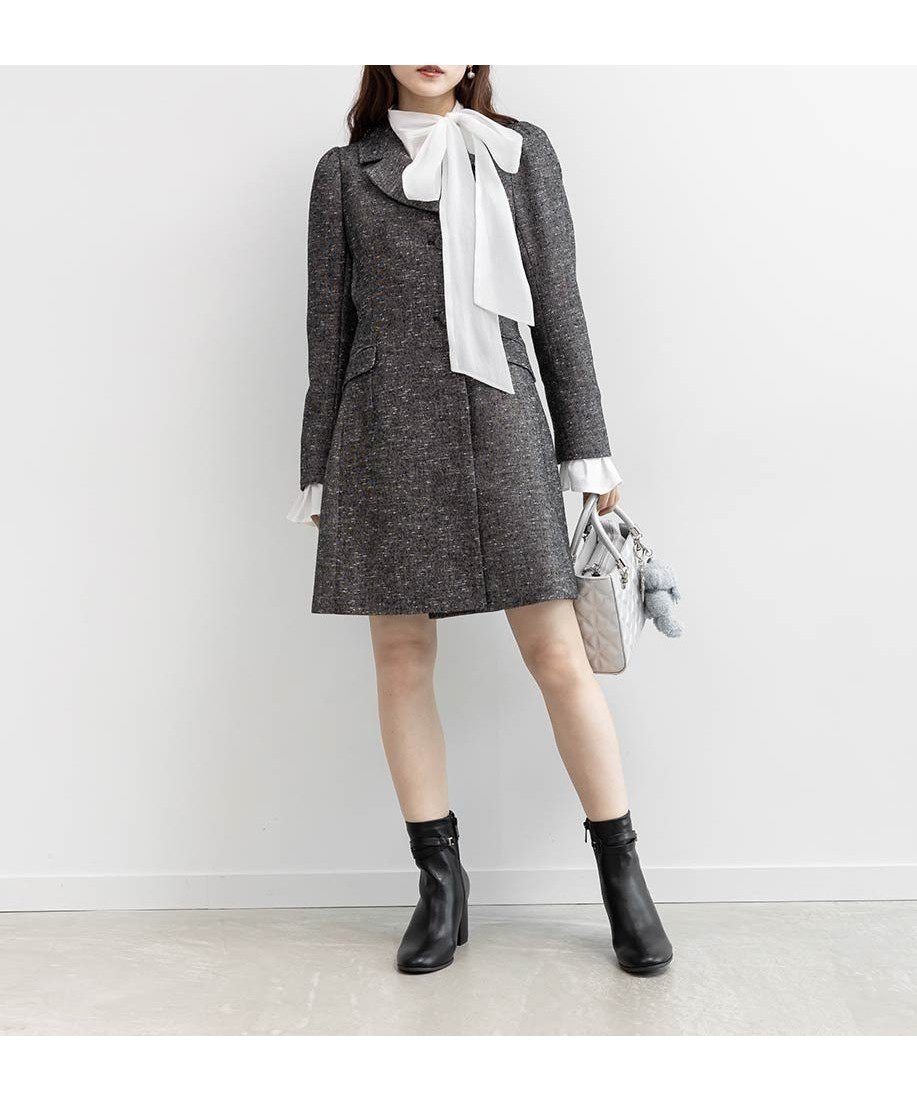 【ランダ/RANDA】のジャケットミニワンピース インテリア・キッズ・メンズ・レディースファッション・服の通販 founy(ファニー) 　ファッション　Fashion　レディースファッション　Fashion for Women　アウター　Coat / Outerwear Collection　レディースジャケット・軽アウター　Jackets　おすすめ　Recommended / Our Picks　インナー　Innerwear　シンプル　Simple, Minimal　ジャケット　Jacket, Outerwear　ツイード　Twill, Twill Weave　フロント　Front, Front Design　ミックス　Mix, Mixed Style　無地　Plain, Solid Color　BLACK|ID: prp329100004692059 ipo3291000000033881375