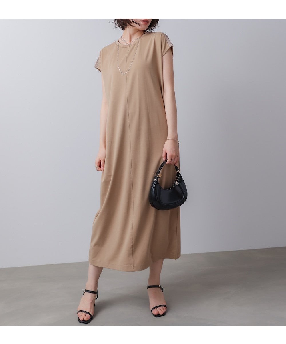 【バブ ブージュルード/Bab Bou Jeloud】のバックラメラインワンピース インテリア・キッズ・メンズ・レディースファッション・服の通販 founy(ファニー) 　ファッション　Fashion　レディースファッション　Fashion for Women　ワンピース　Dresses　シンプル　Simple, Minimal　スリット　Slit, Slit Detail　エレガント 上品　Elegant　再入荷　Restock / Back in Stock　CAMEL|ID: prp329100004692099 ipo3291000000033881554