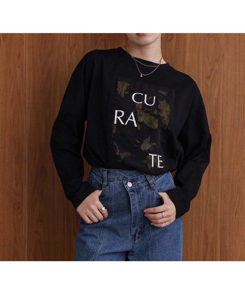【バブ ブージュルード/Bab Bou Jeloud】のロゴアソートロンT インテリア・キッズ・メンズ・レディースファッション・服の通販 founy(ファニー) 　ファッション　Fashion　レディースファッション　Fashion for Women　トップス・カットソー　Cut & Sew Tops　ロングTシャツ・Tシャツ　Longline T-Shirts & Tees　オーガンジー　Organza Fabric　ストレッチ　Stretch, Stretchy Fabric　フラワー　Flower, Floral　プリント　Print, Printed Pattern　エレガント 上品　Elegant　再入荷　Restock / Back in Stock　BLACK|ID: prp329100004692112 ipo3291000000033881605